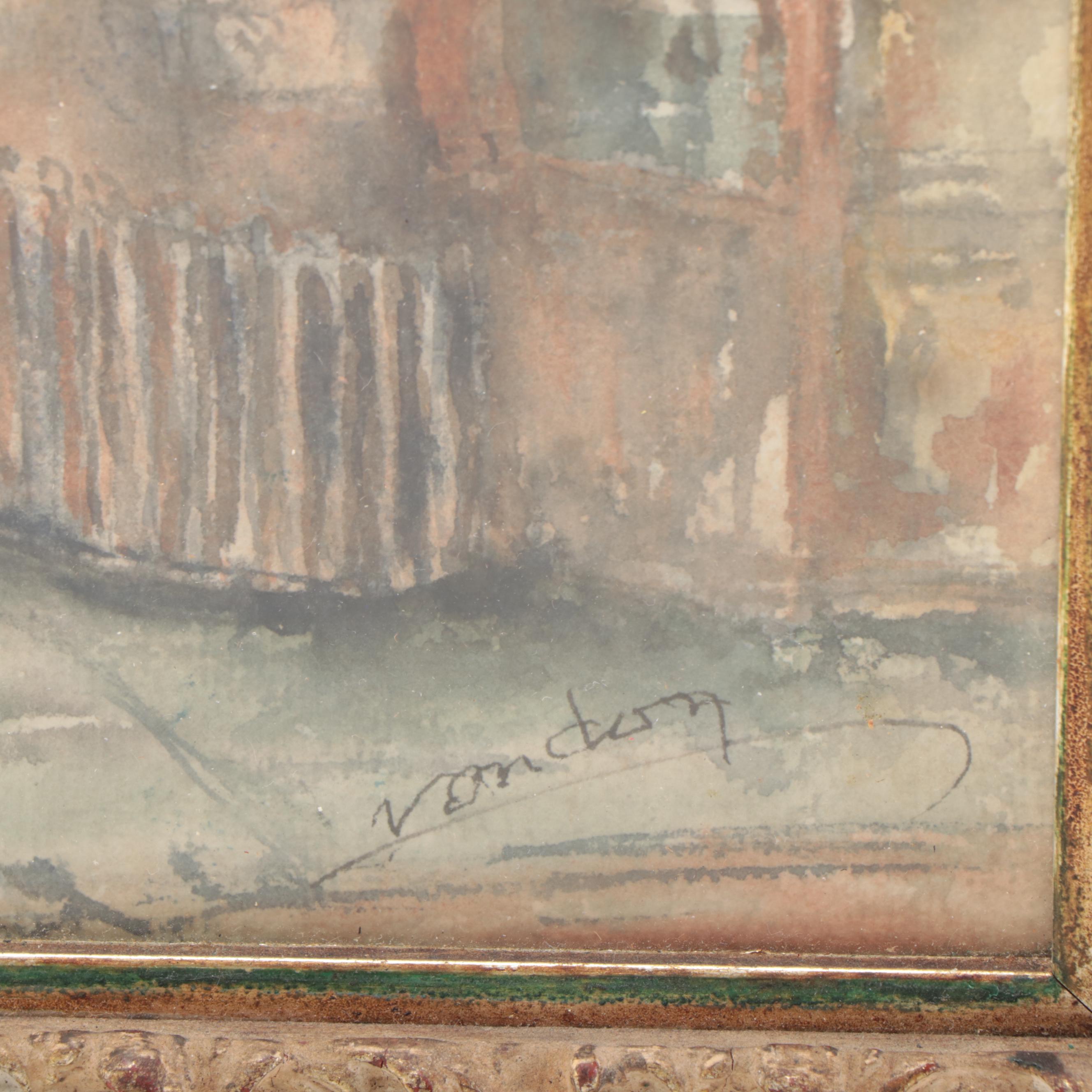 Watercolor Painting of Alcove, Late 20th Century