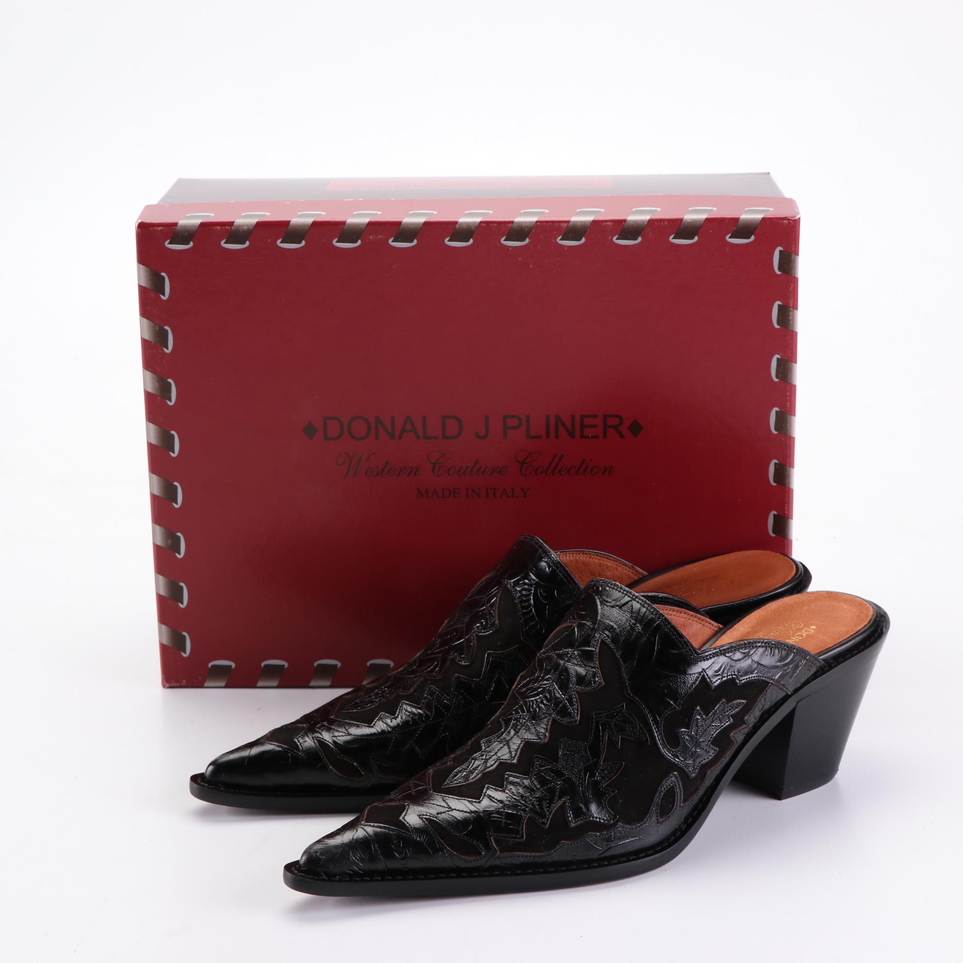Donald J Pliner Western Couture Collection Italo Mules in Leather/Suede with Box