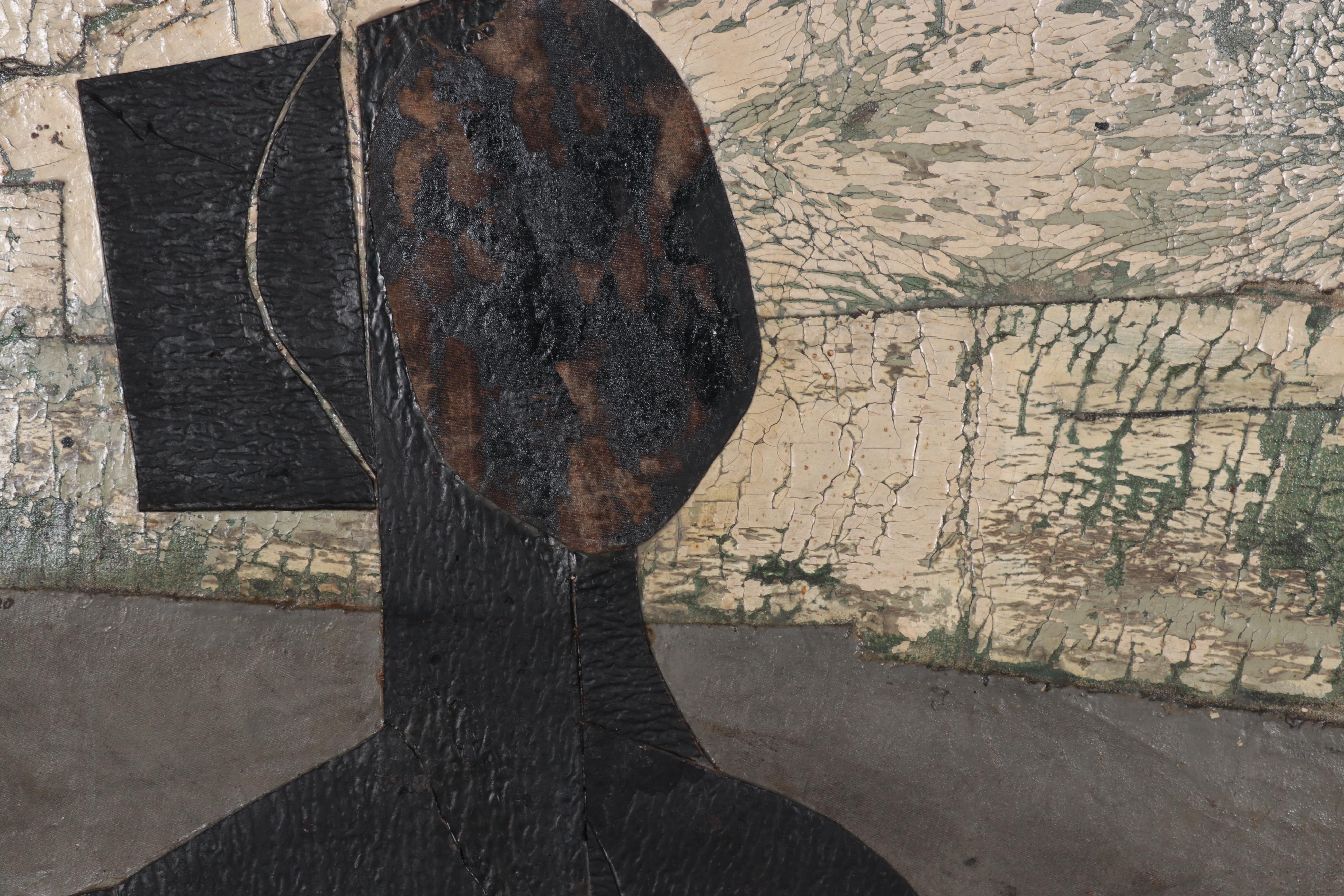 Paul Pollaro Mixed Media Painting "Fleeing African," 1965