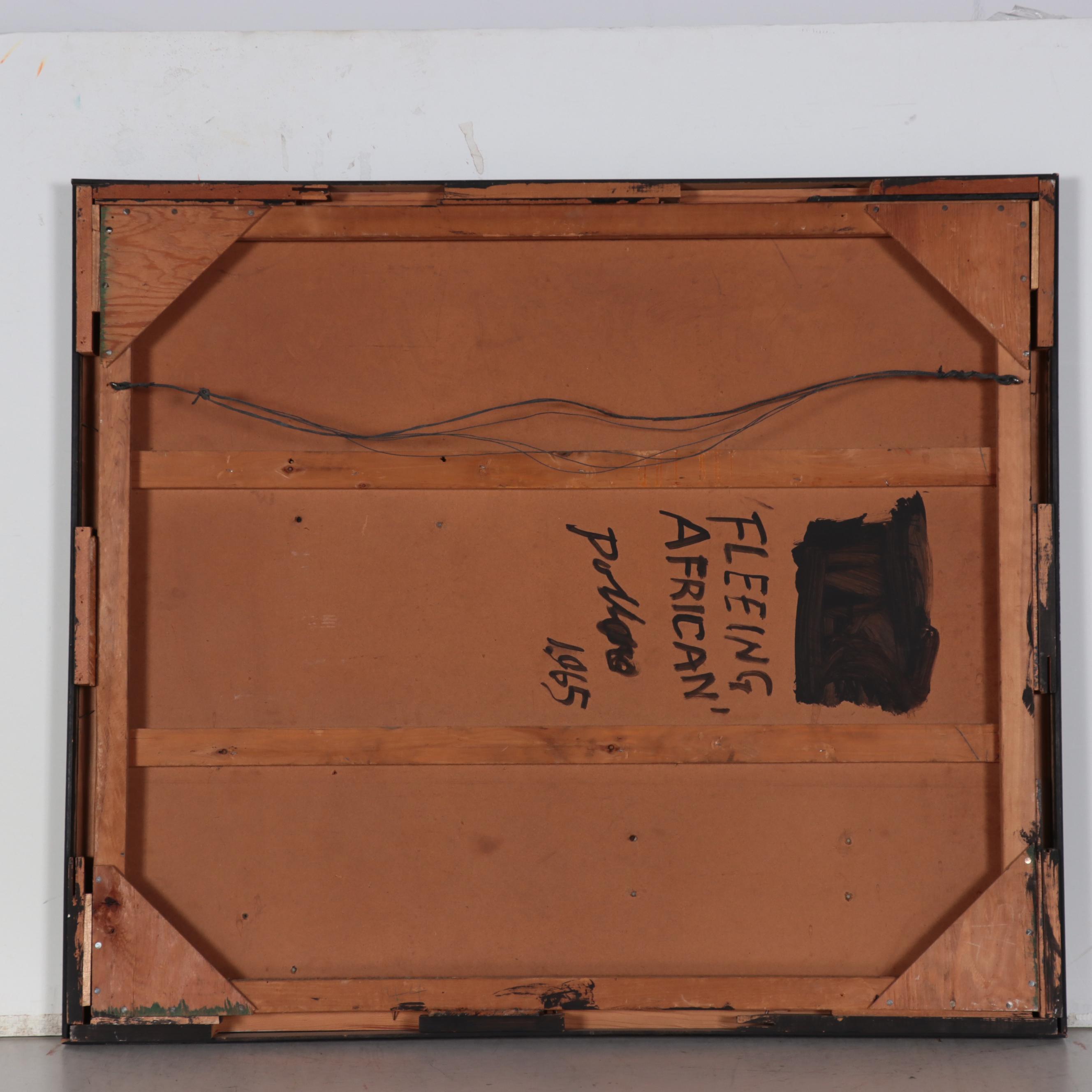 Paul Pollaro Mixed Media Painting "Fleeing African," 1965