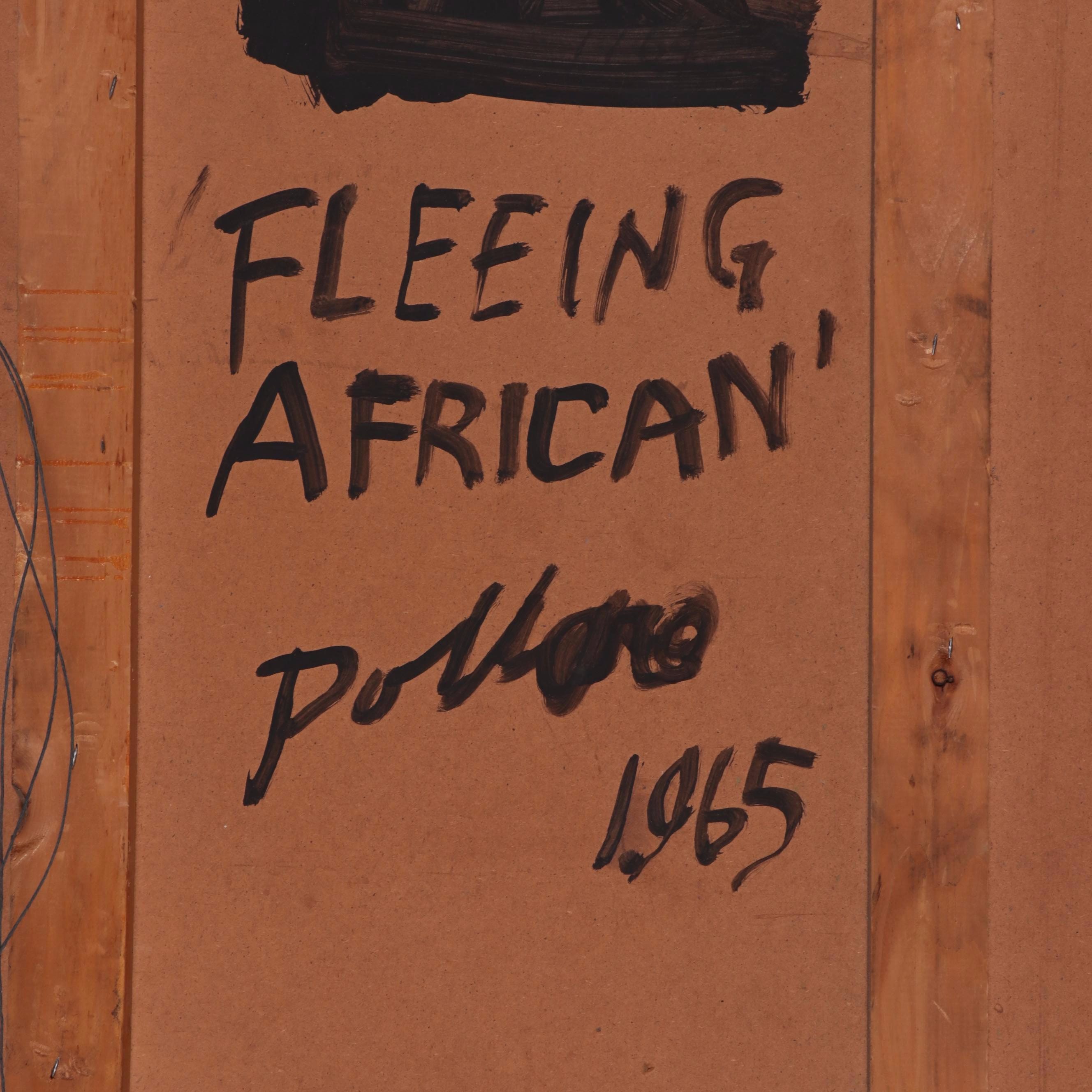 Paul Pollaro Mixed Media Painting "Fleeing African," 1965