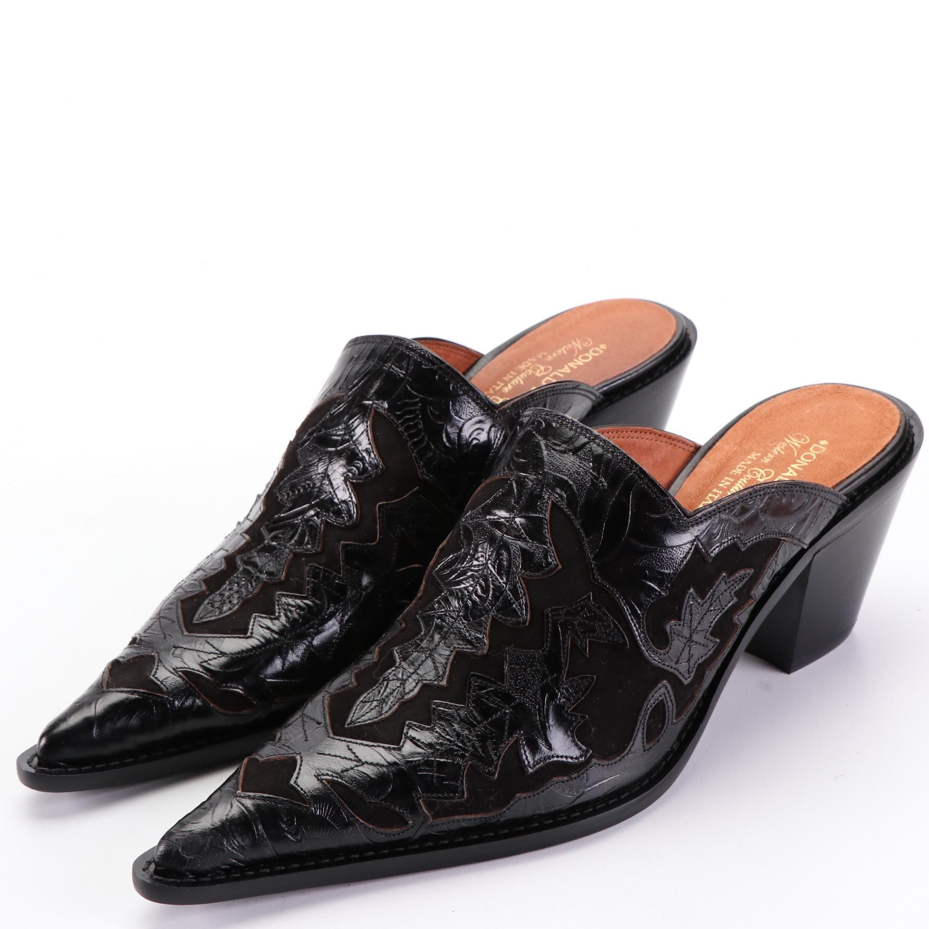 Donald J Pliner Western Couture Collection Italo Mules in Leather/Suede with Box