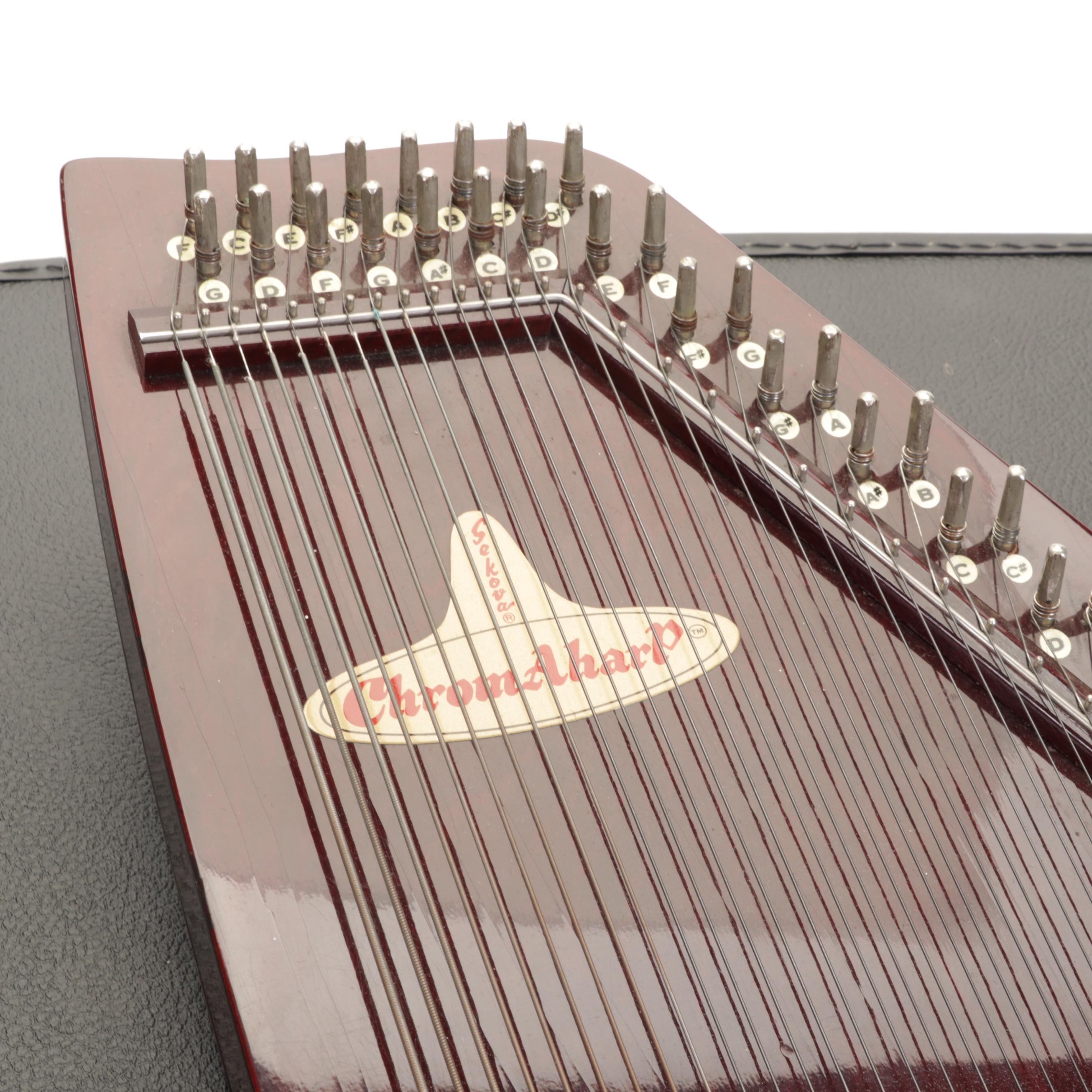 W.T. Armstrong Flute and 36-String Sekova Chromaharp Autoharp With Cases