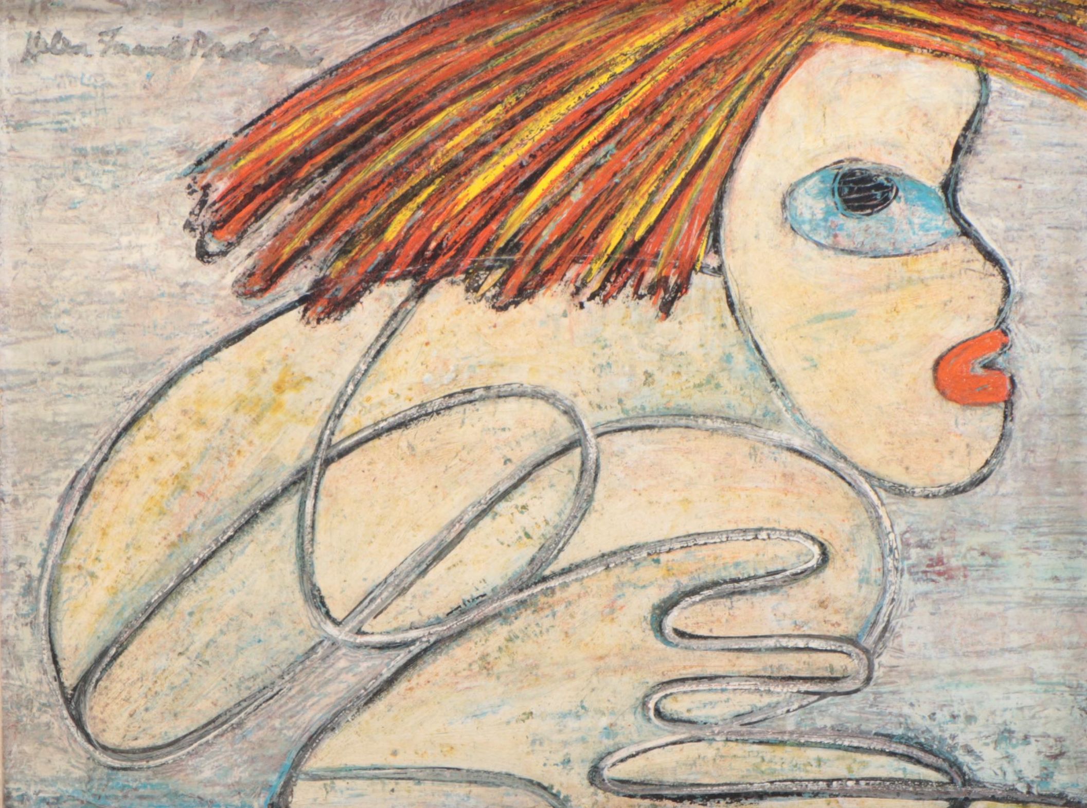 Helen Frank Protas Oil Painting "On Your Mark, Go"