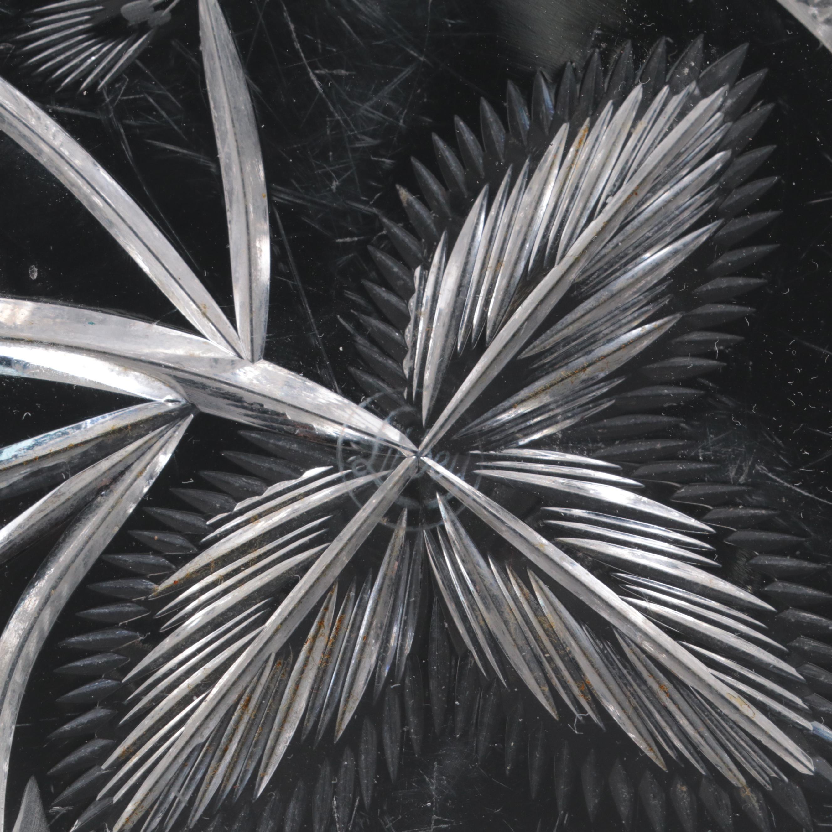 Libbey American Brilliant Cut Glass Strawberry Motif Ice Cream Tray