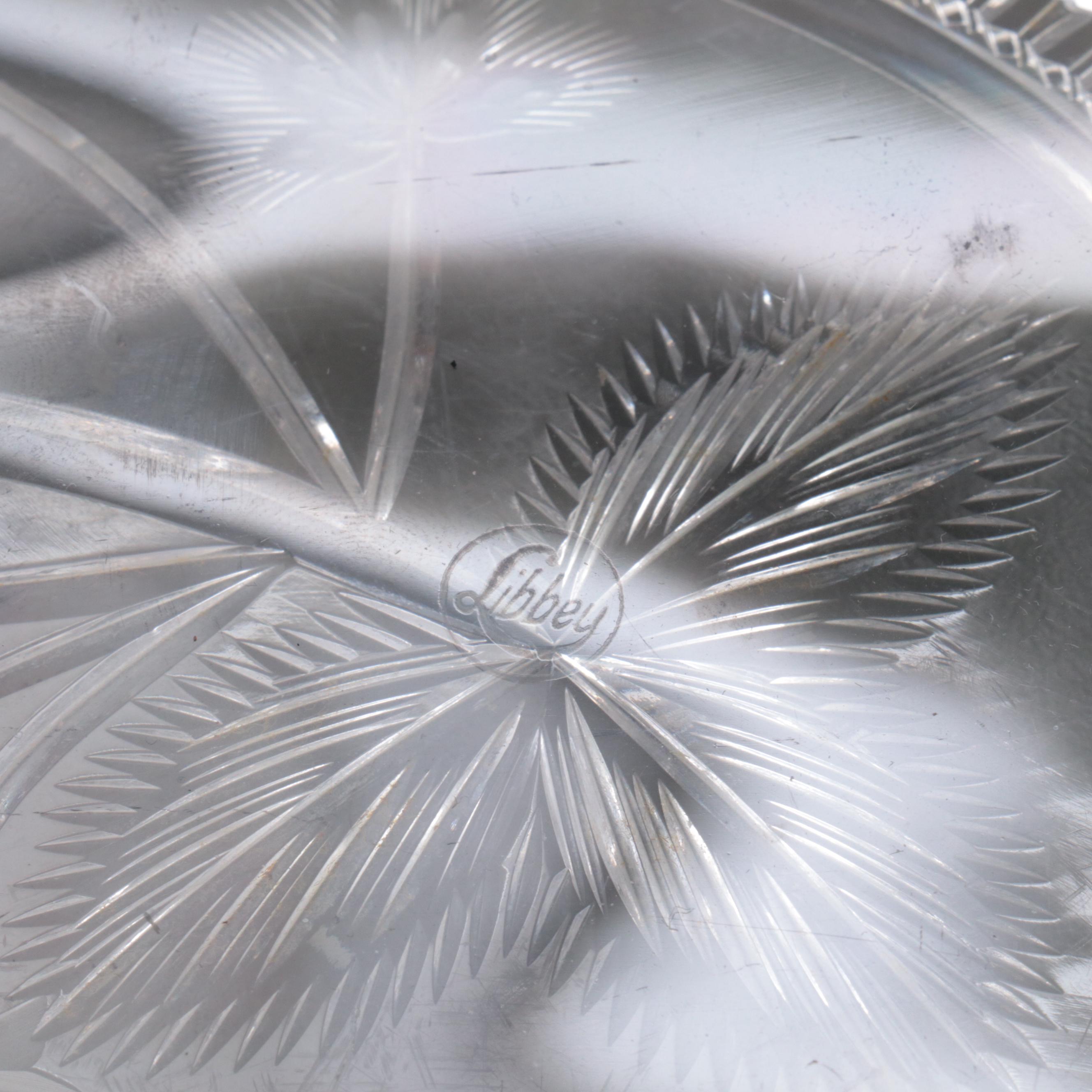 Libbey American Brilliant Cut Glass Strawberry Motif Ice Cream Tray