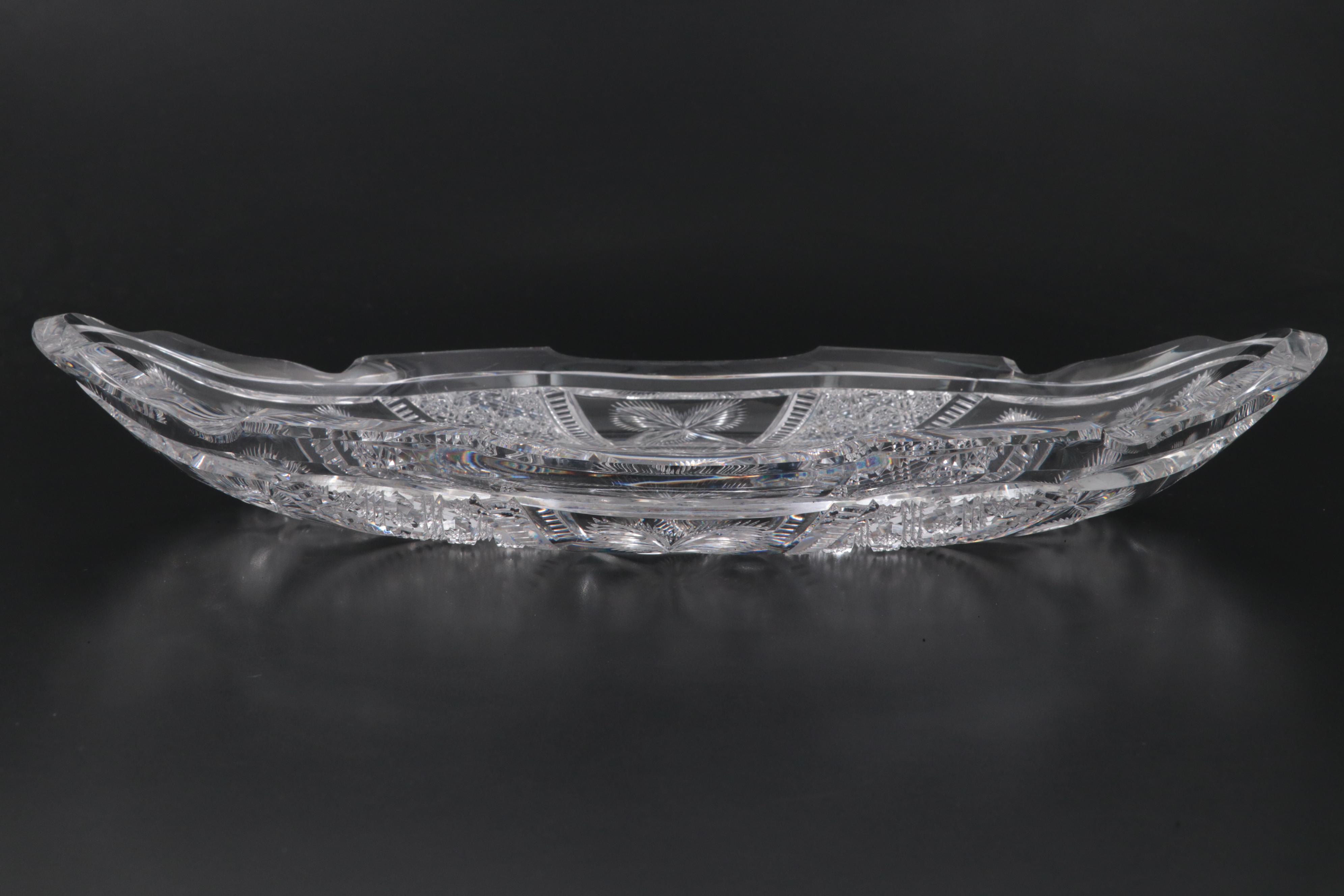 Libbey American Brilliant Cut Glass Strawberry Motif Ice Cream Tray