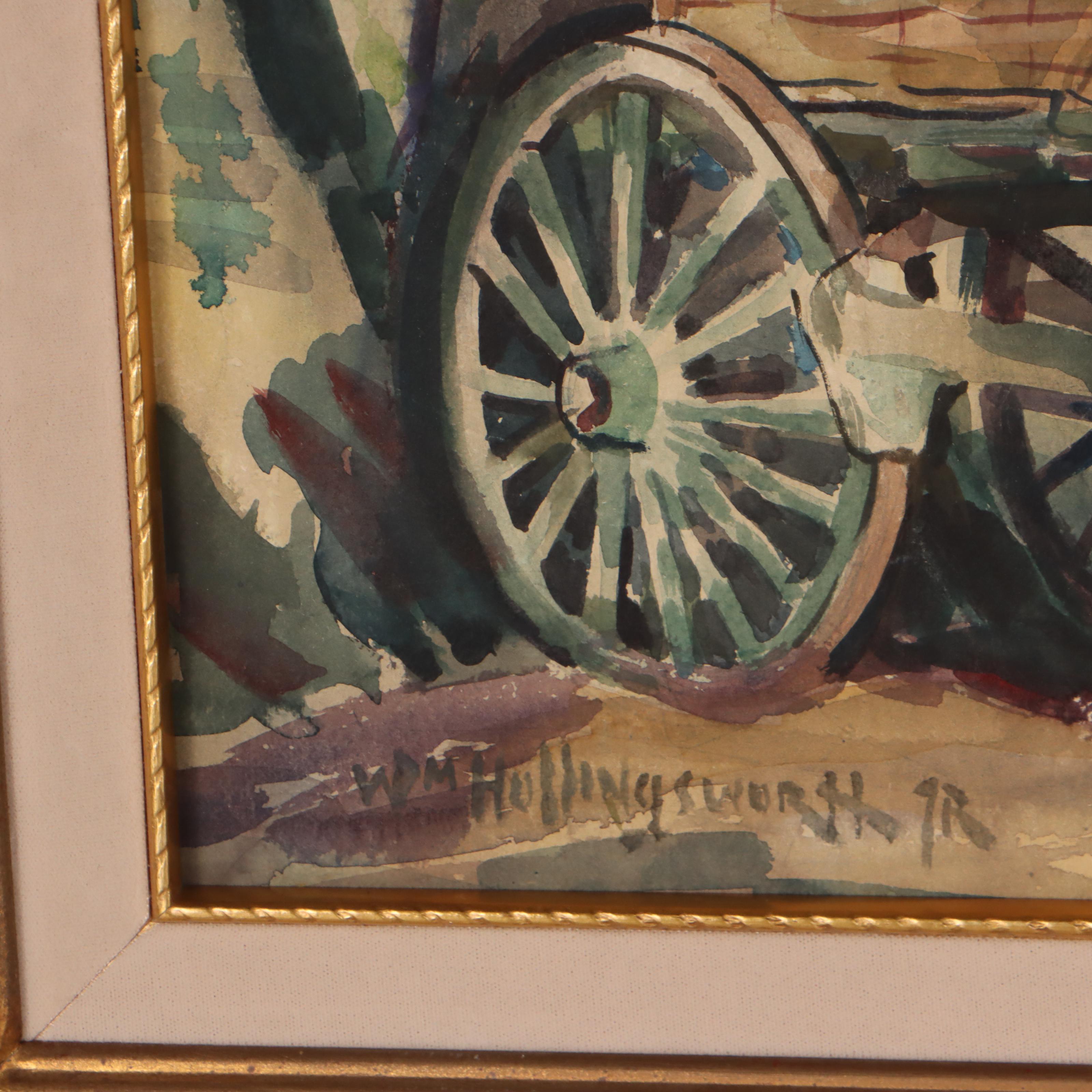 William R. Hollingsworth, Jr. Landscape Watercolor Painting of Wagon
