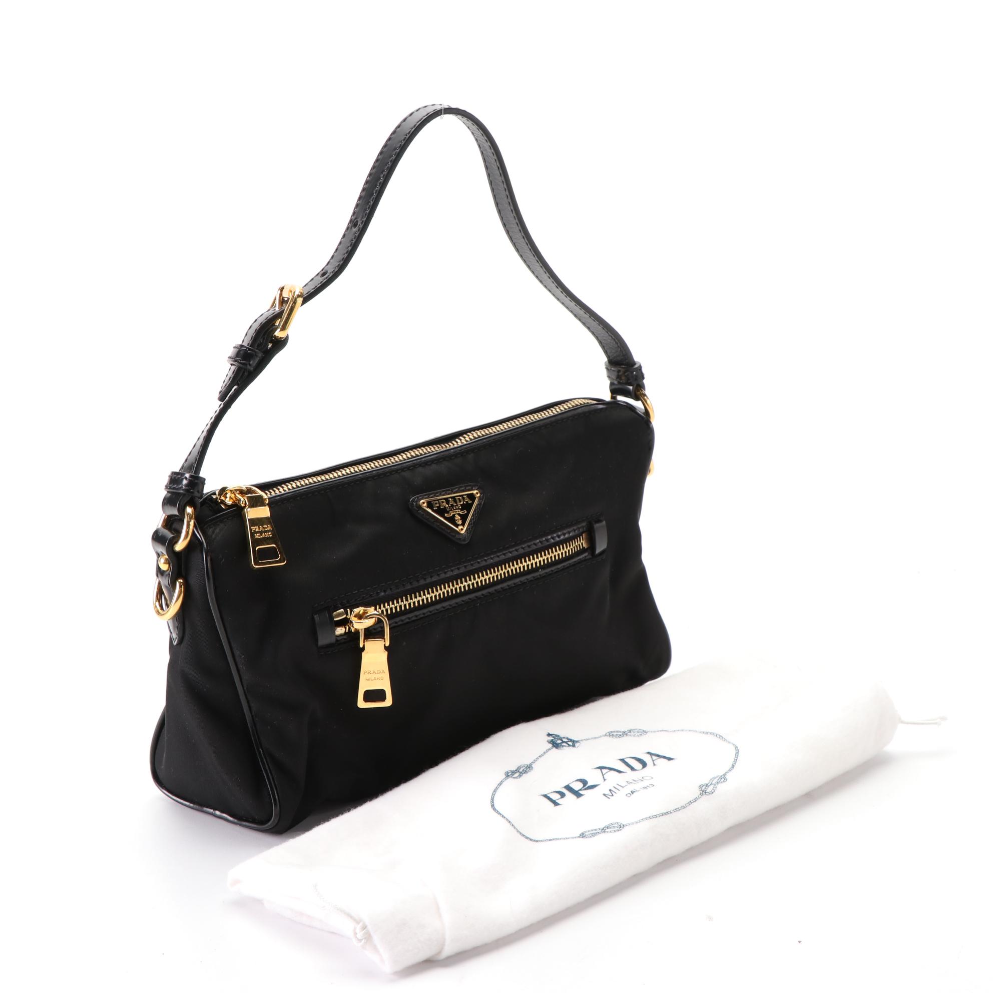 Prada Small Handbag in Nylon and Leather Trim