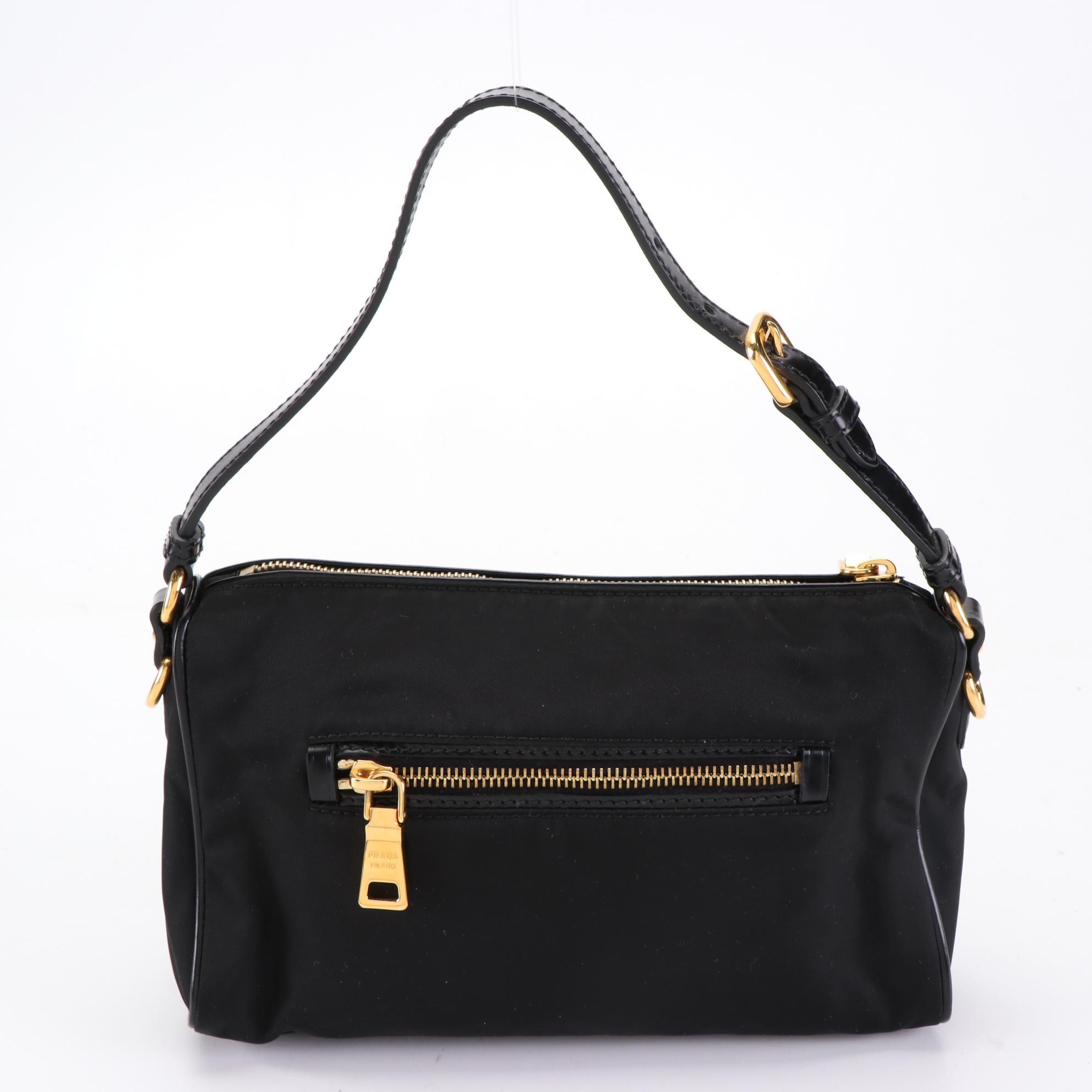 Prada Small Handbag in Nylon and Leather Trim