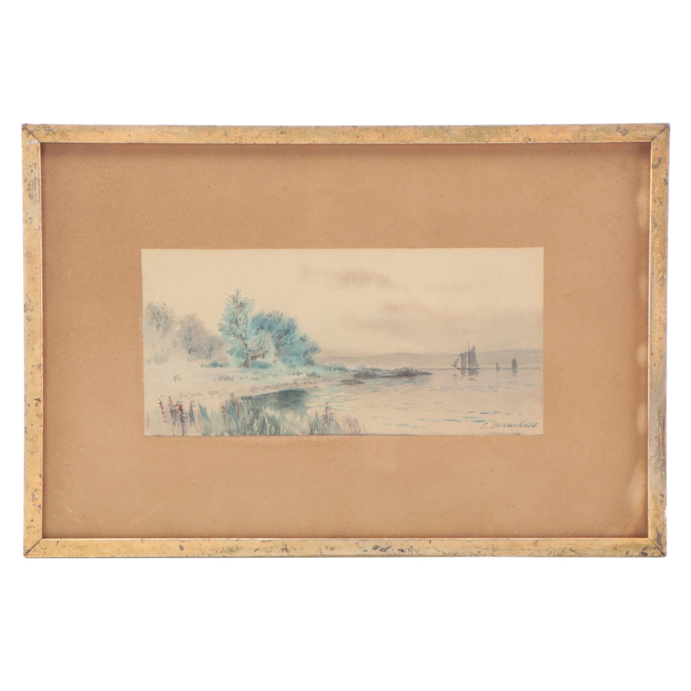 E. Blanchard Nautical Watercolor Painting, Early 20th Century