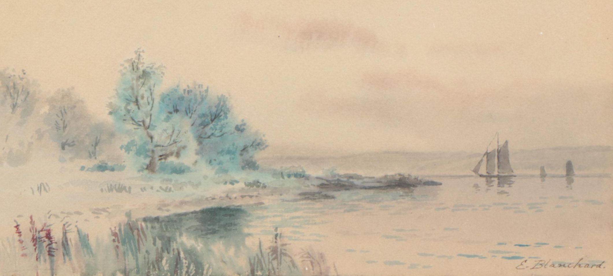 E. Blanchard Nautical Watercolor Painting, Early 20th Century