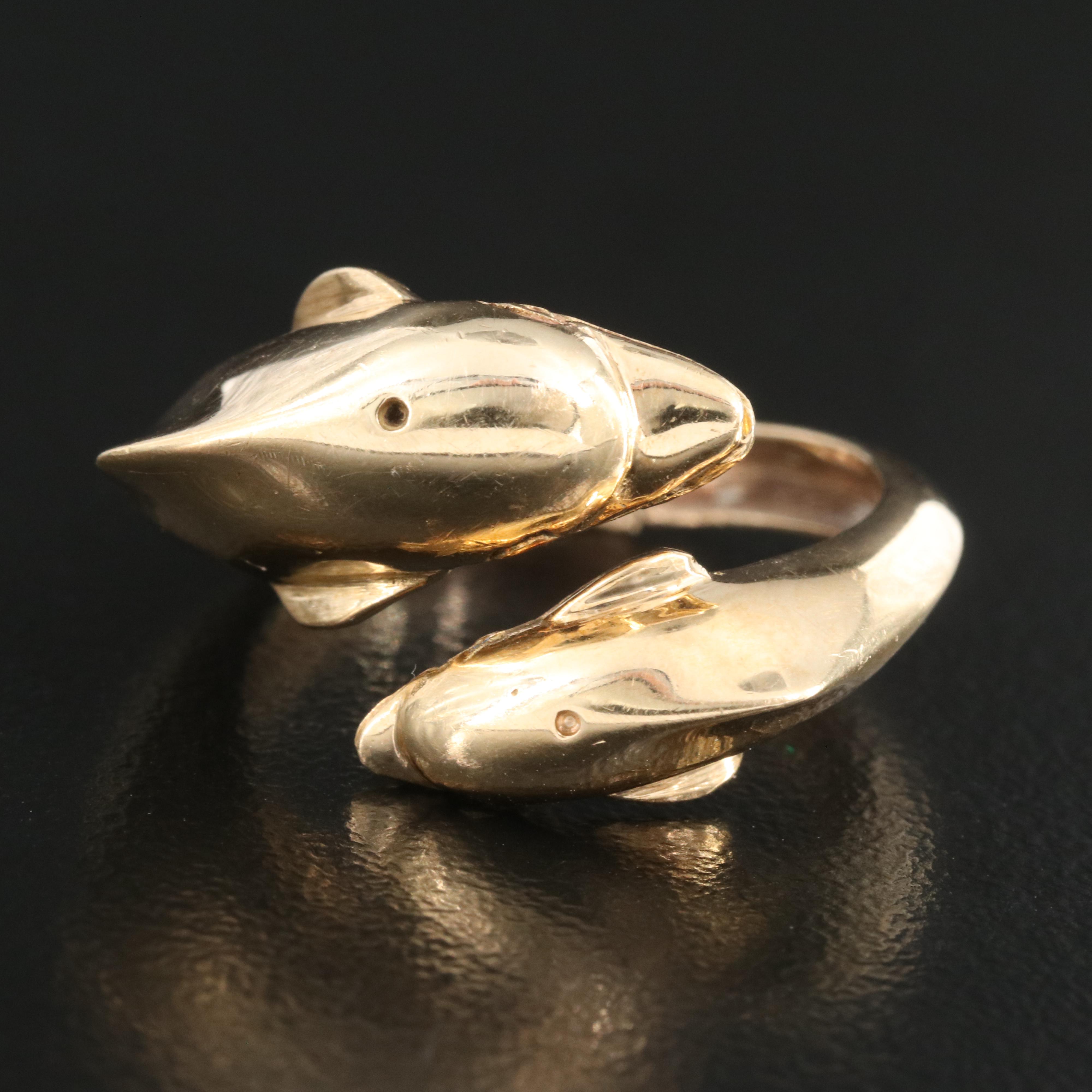14K Double Dolphin Ring
