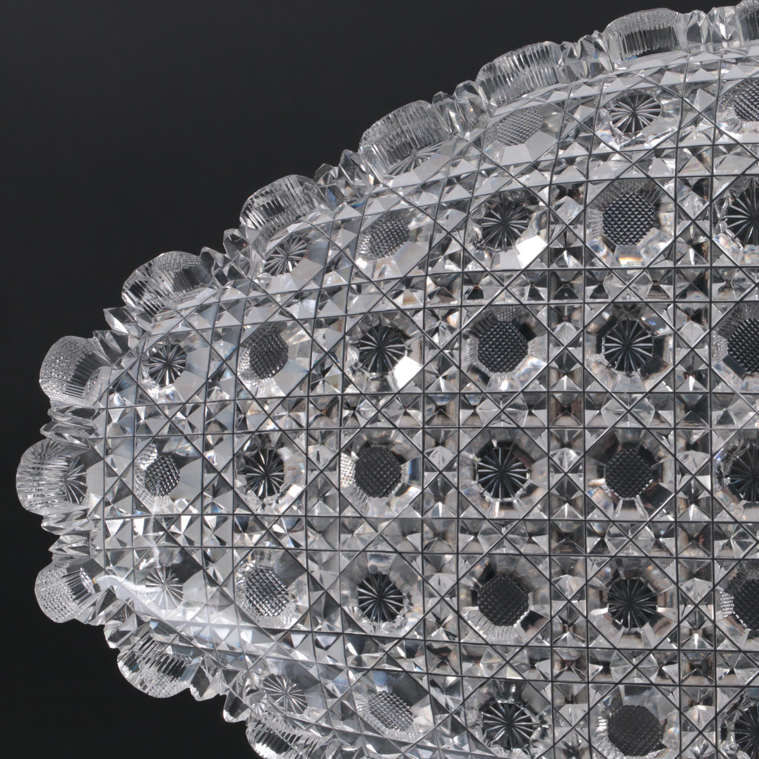 American Brilliant Harvard Pattern Cut Glass Ice Cream Tray