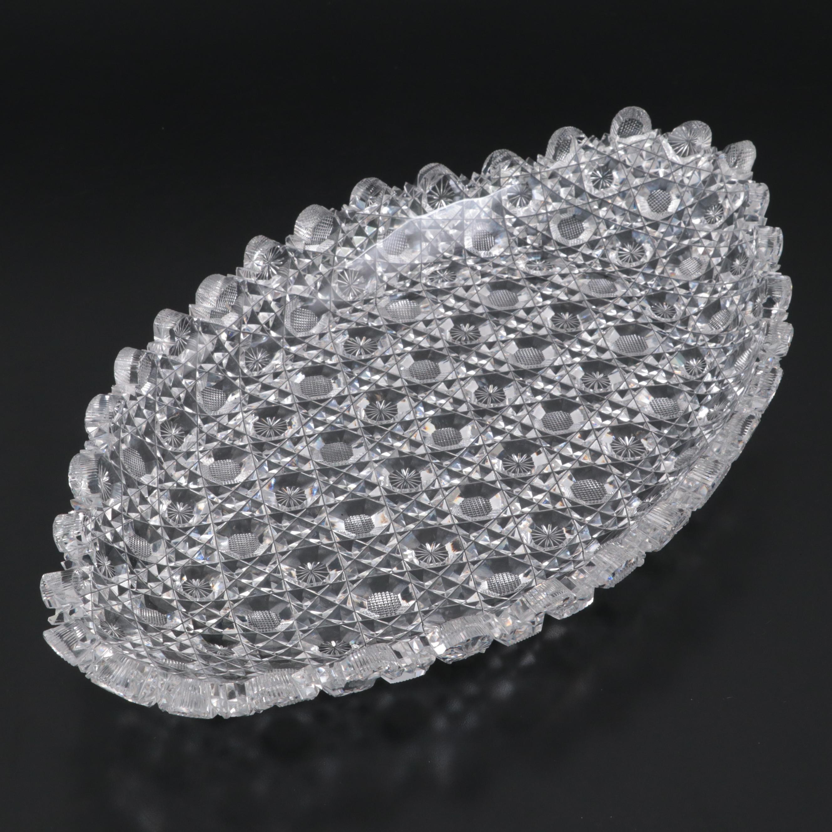 American Brilliant Harvard Pattern Cut Glass Ice Cream Tray