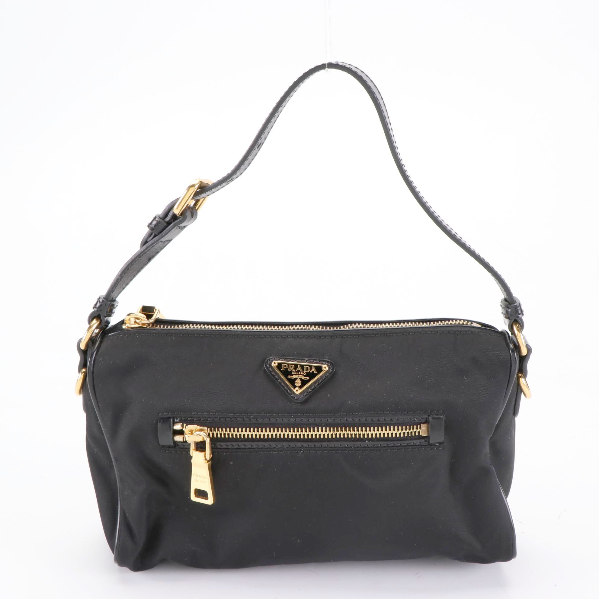 Prada Small Handbag in Nylon and Leather Trim