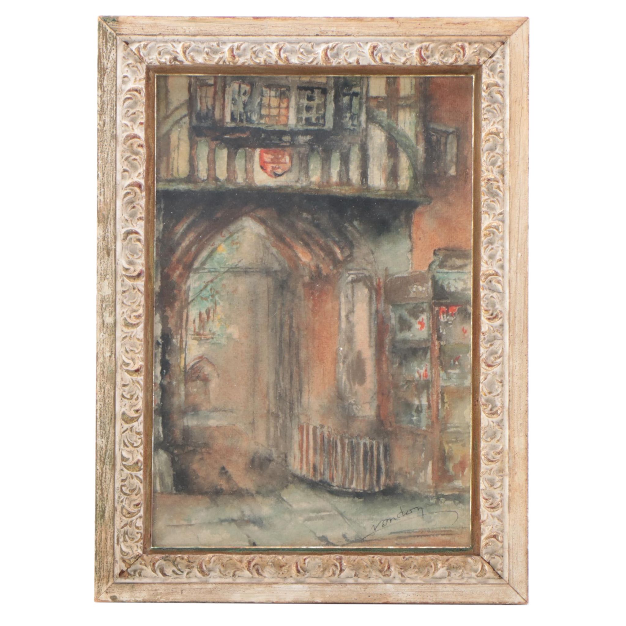 Watercolor Painting of Alcove, Late 20th Century
