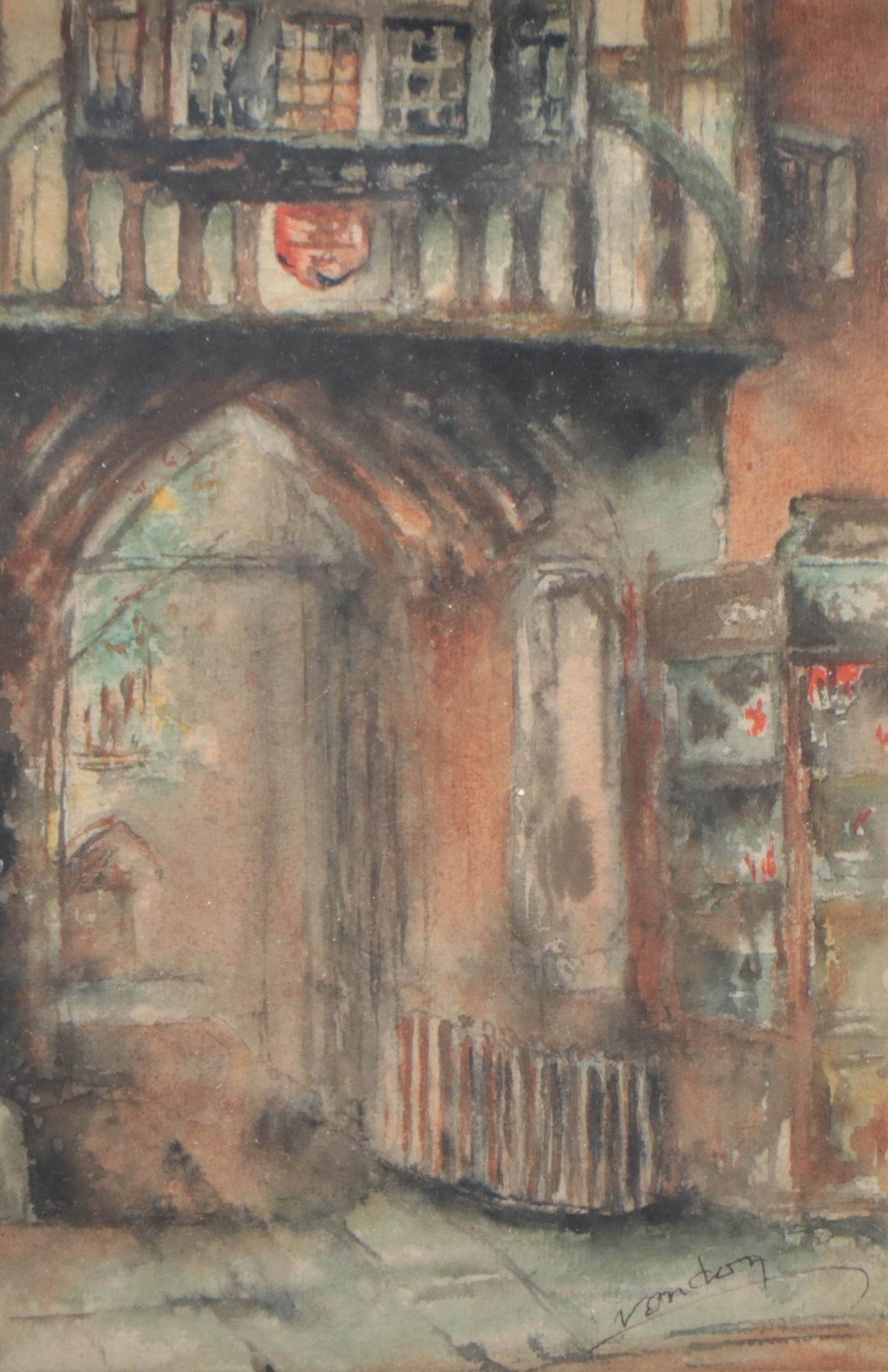 Watercolor Painting of Alcove, Late 20th Century