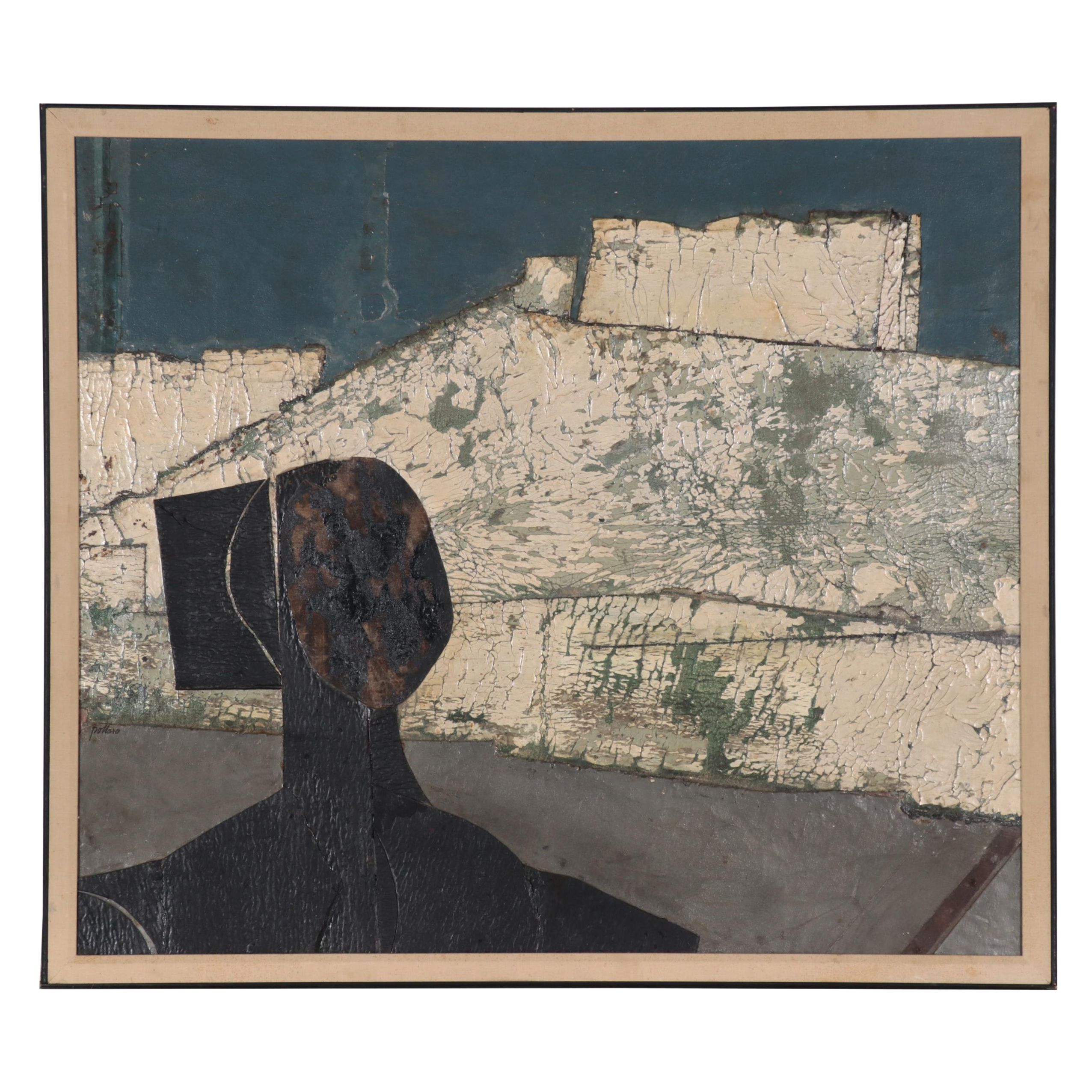 Paul Pollaro Mixed Media Painting "Fleeing African," 1965