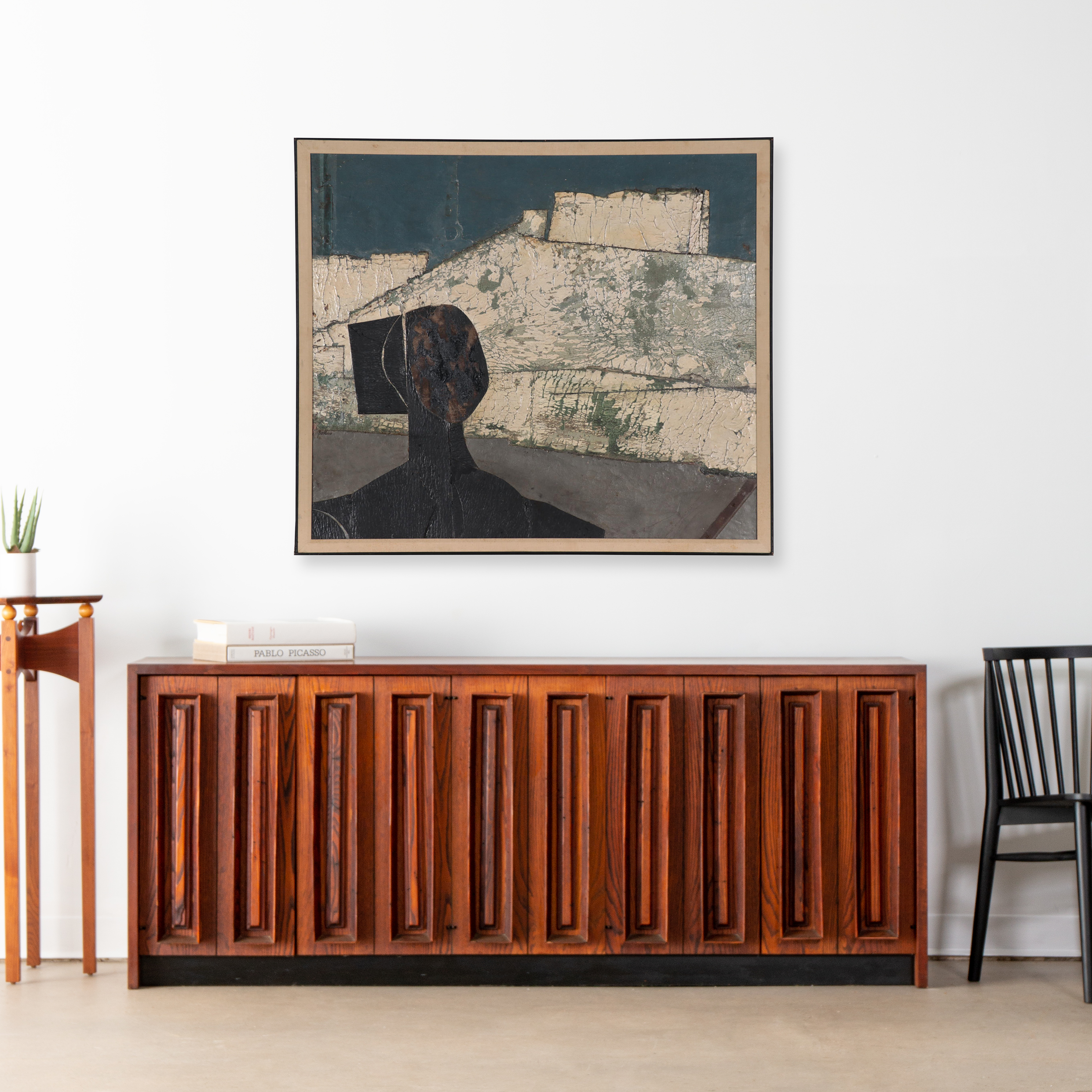 Paul Pollaro Mixed Media Painting "Fleeing African," 1965