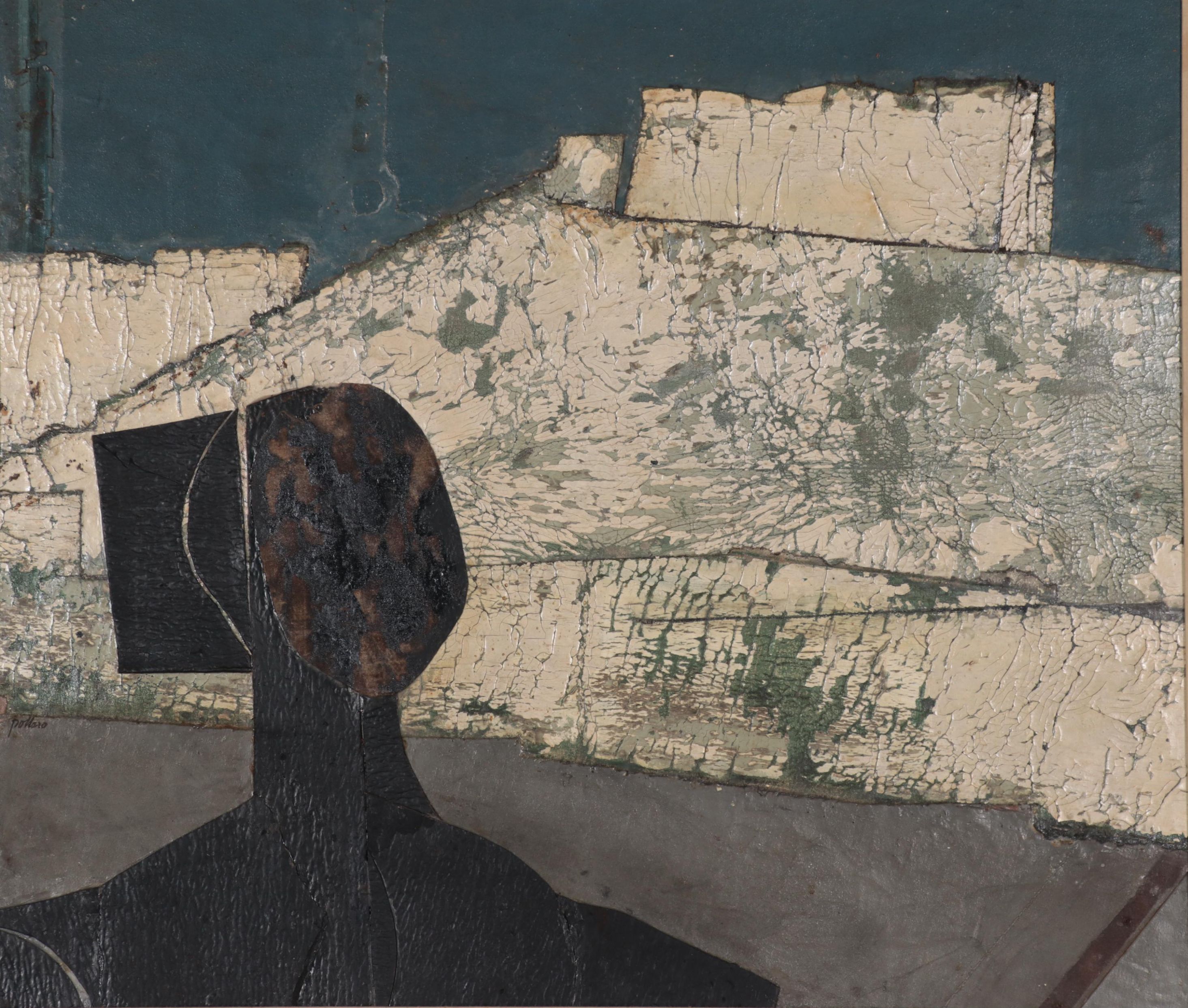 Paul Pollaro Mixed Media Painting "Fleeing African," 1965