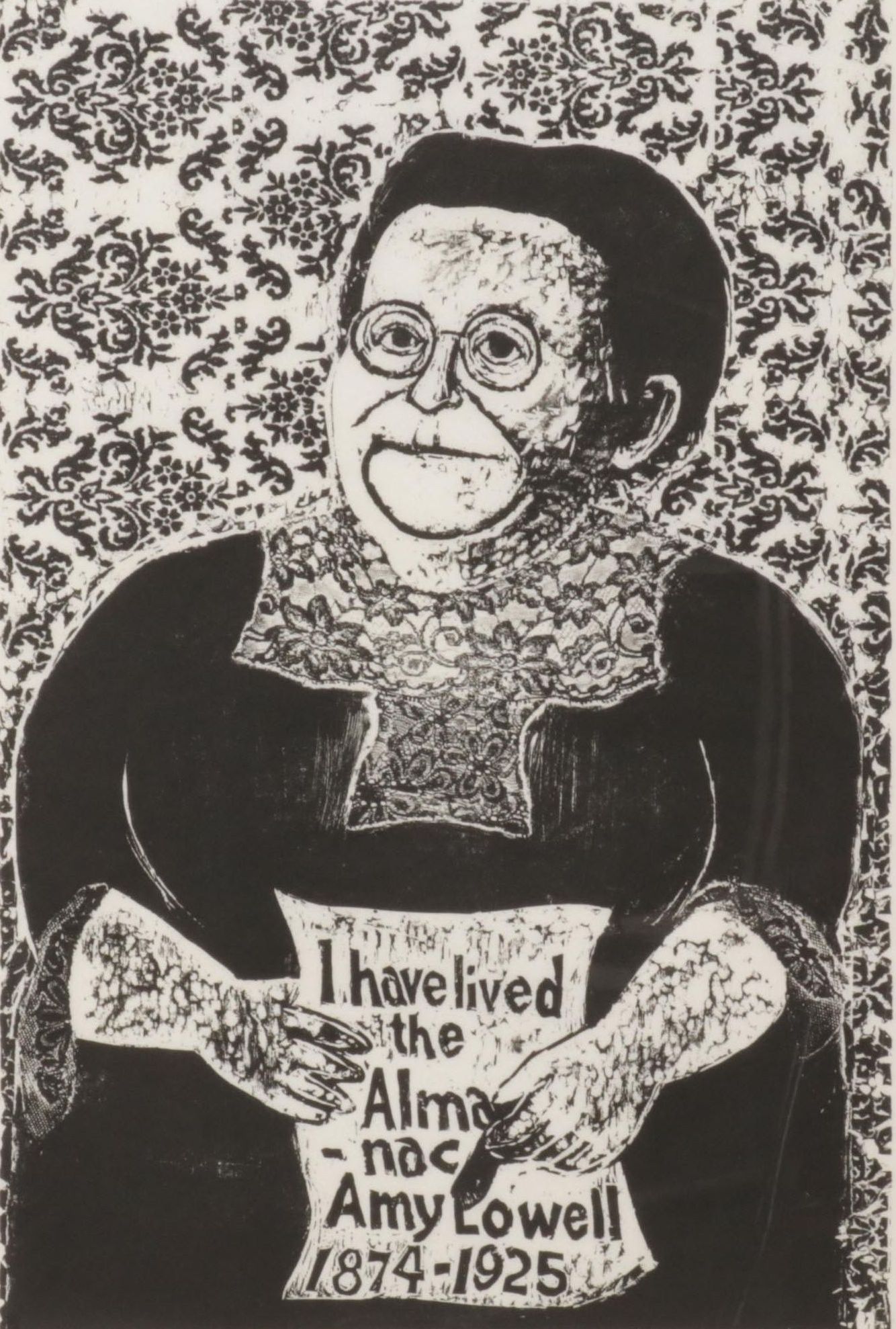 Sidney Chafetz Woodcut "Amy Lived the Almanac," 1968