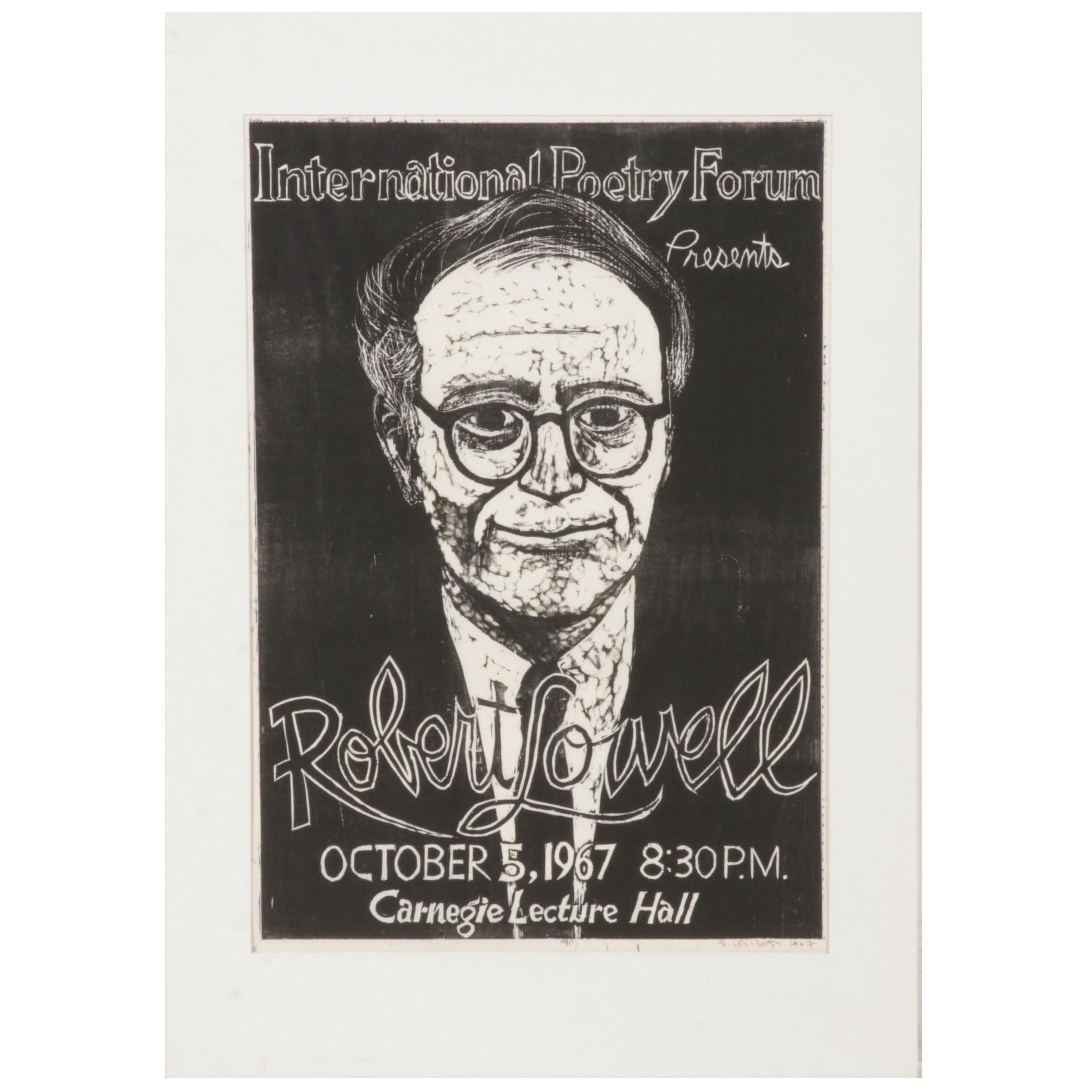 Sidney Chafetz Woodcut "Robert Lowell," 1967