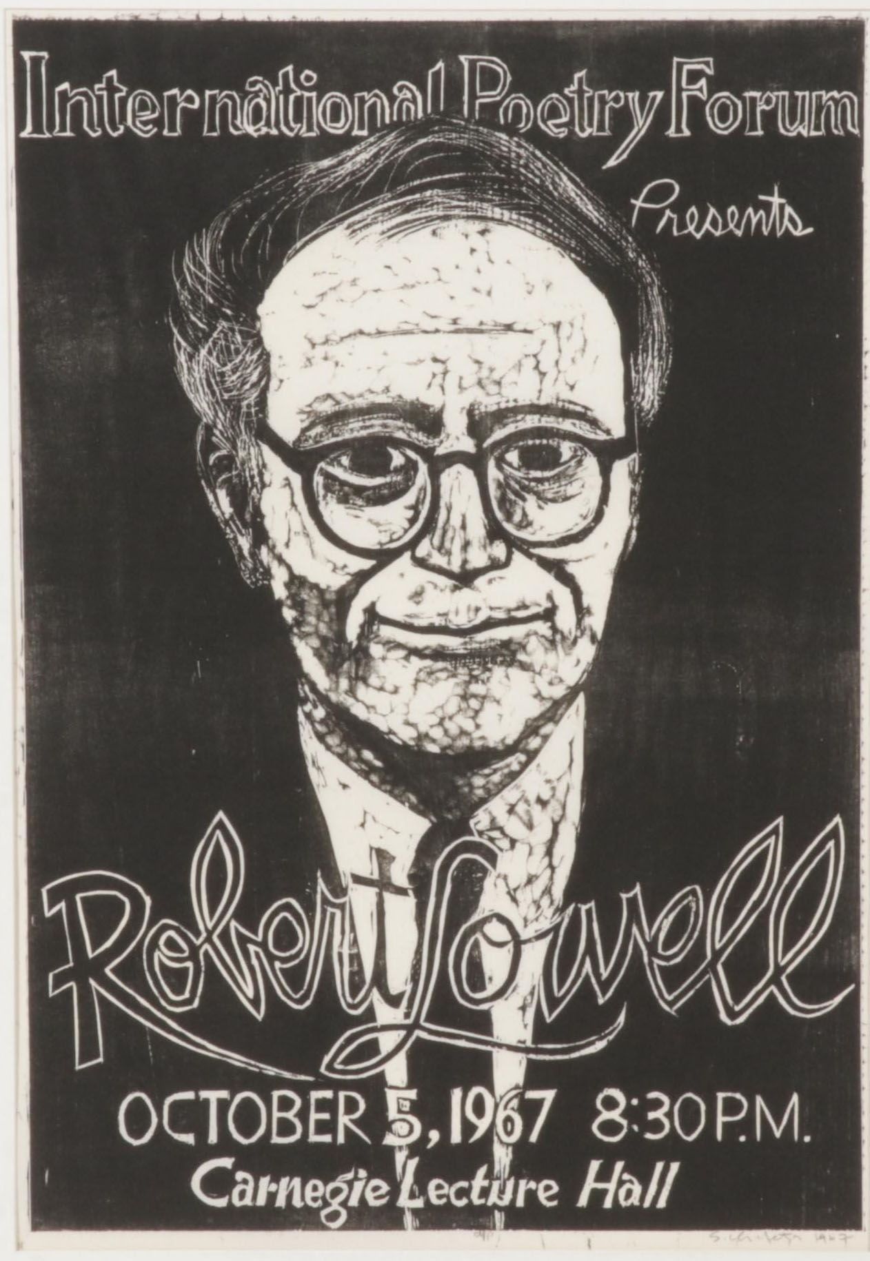 Sidney Chafetz Woodcut "Robert Lowell," 1967