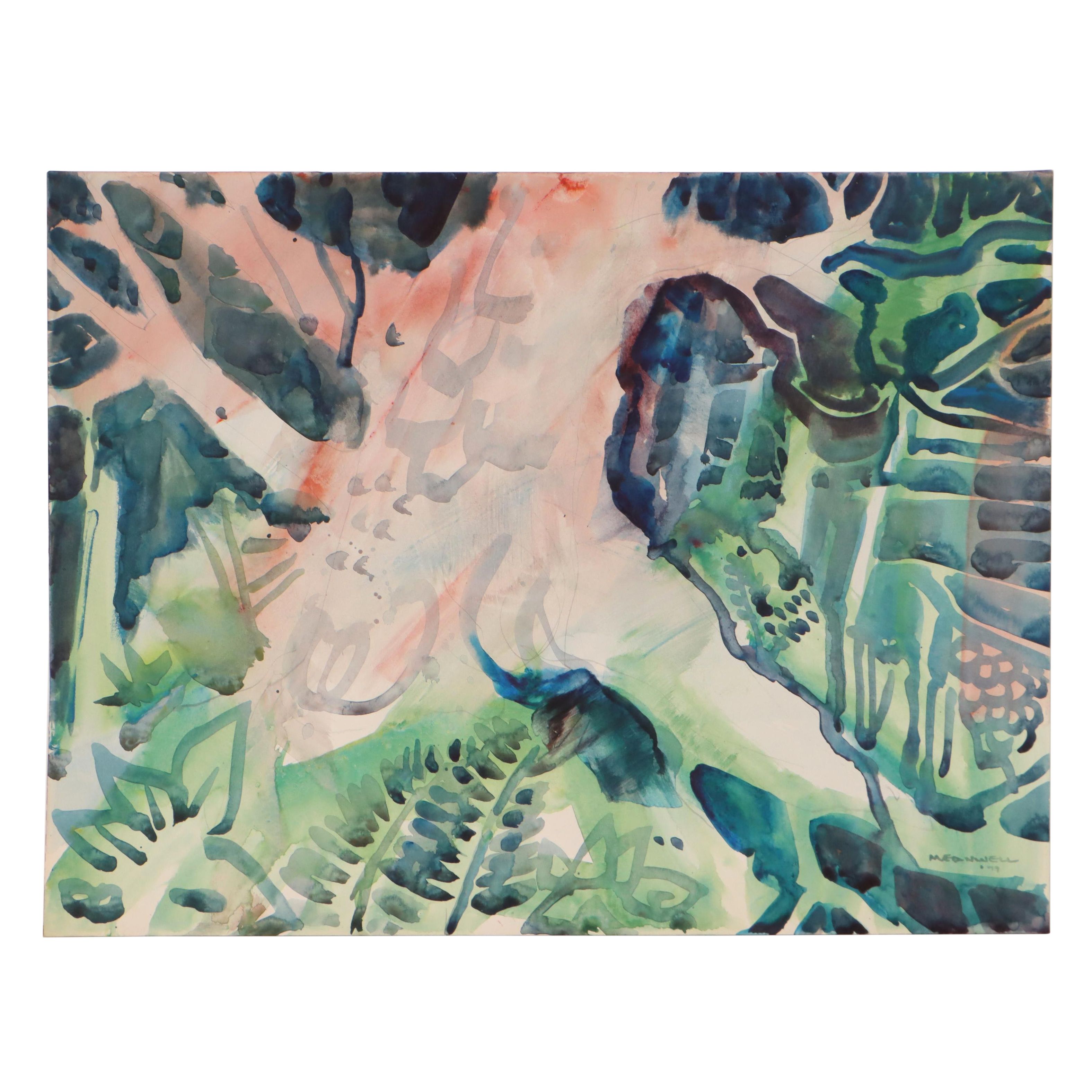 Jack Meanwell Landscape Watercolor Painting, 1979