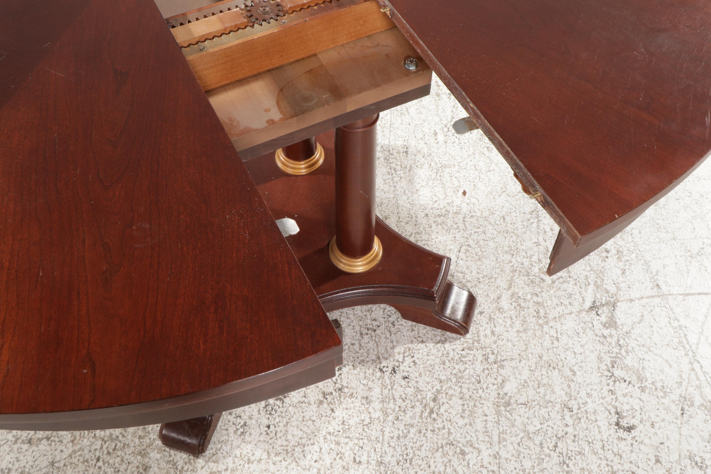 Ethan Allen "Medallion Collection" Cherrywood Pedestal Extension Dining Table