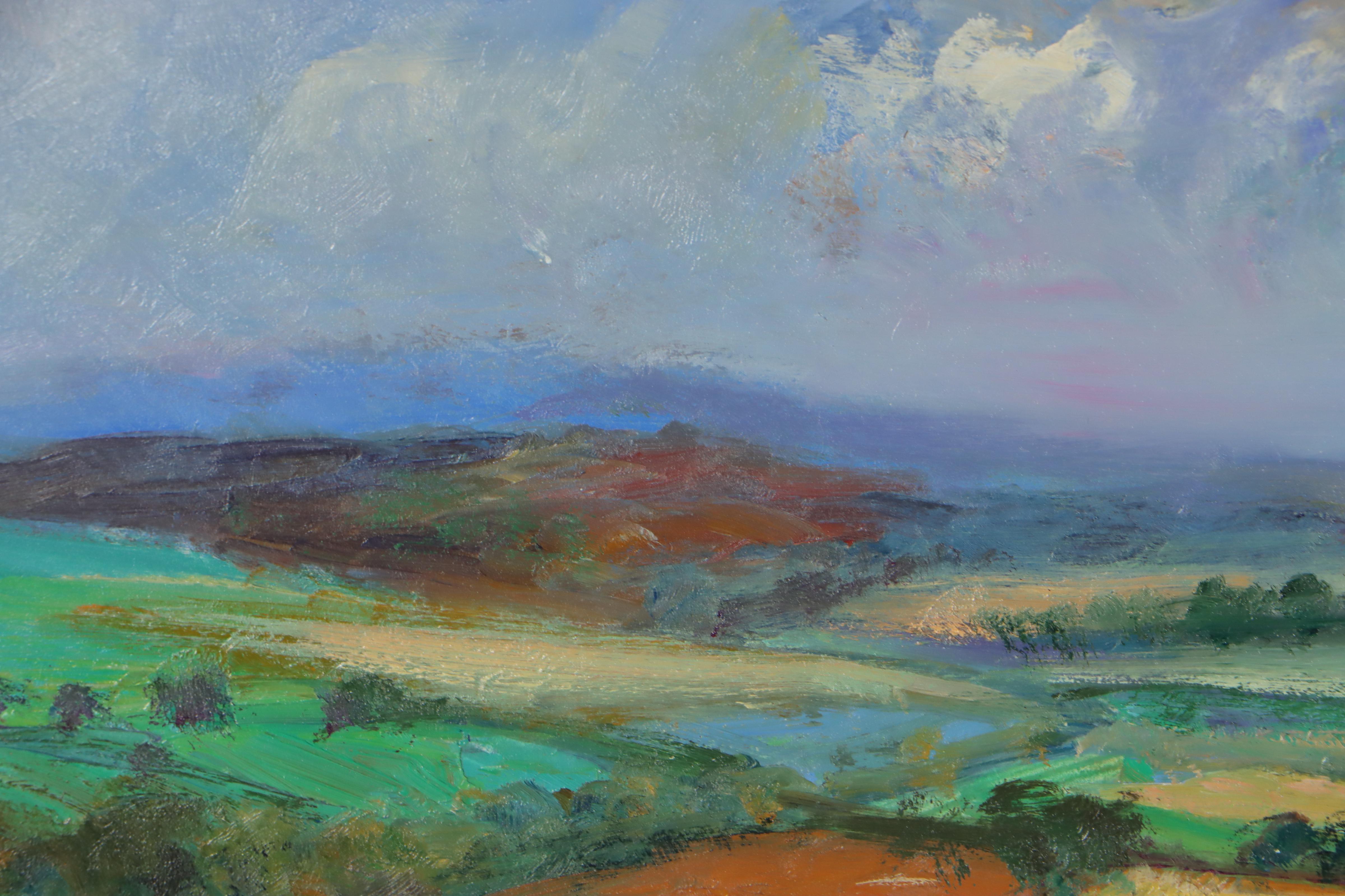 Nino Pippa Oil Painting "Tuscany Landscape with Haystacks," 2015