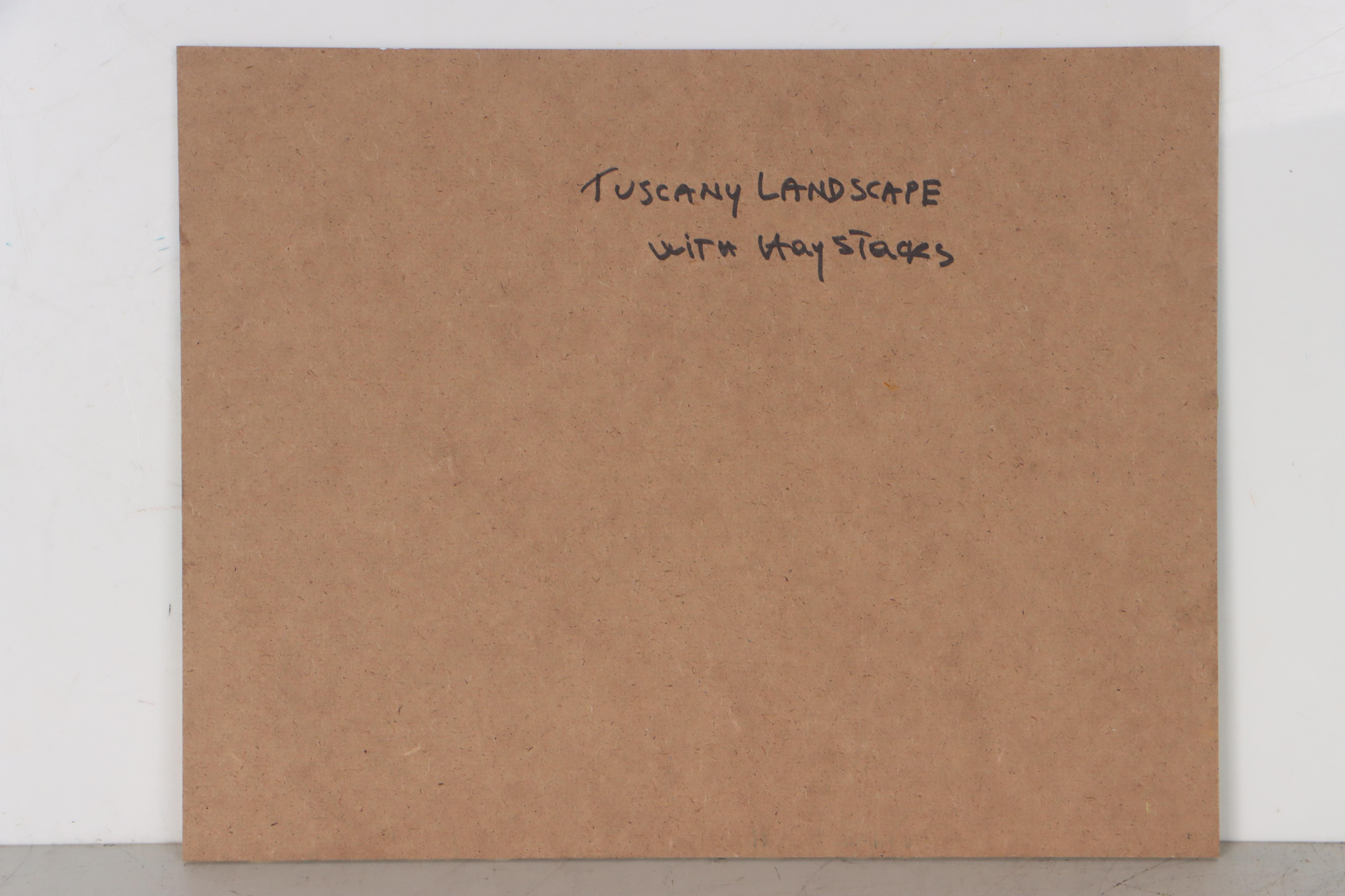 Nino Pippa Oil Painting "Tuscany Landscape with Haystacks," 2015