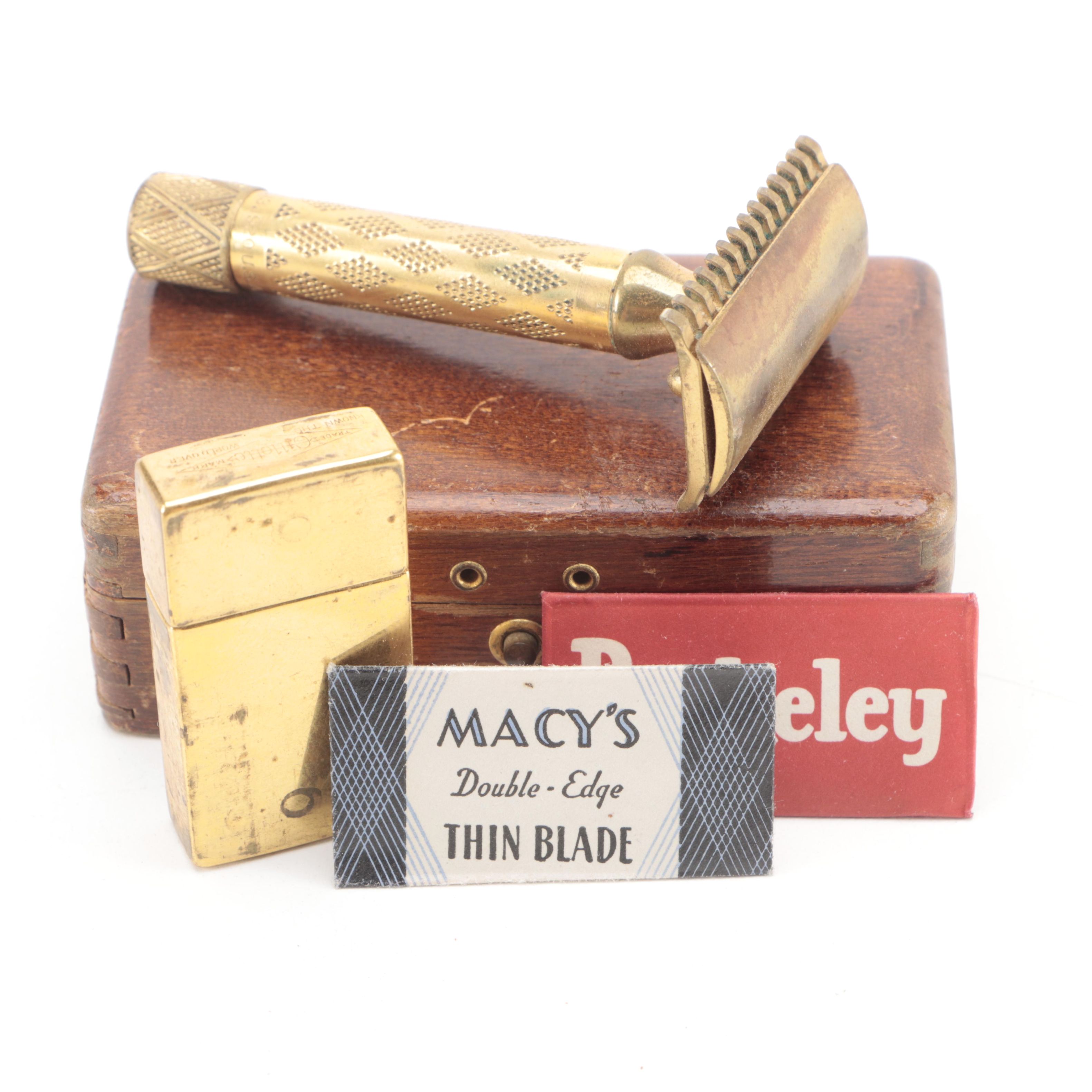 Gillette Richwood Double Edge Safety Razor with Blade Case