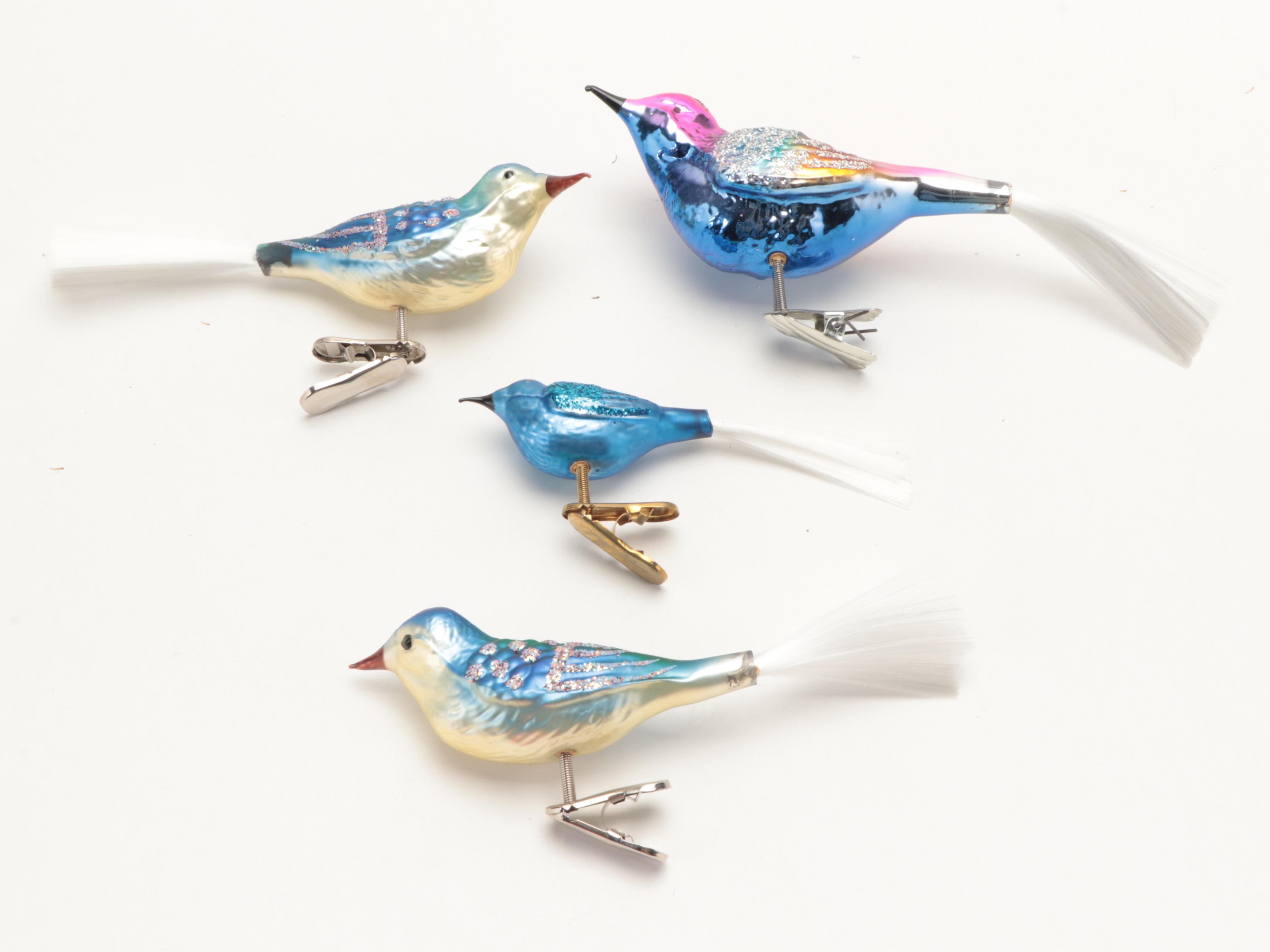 Old World Christmas Inge-Glas Hand-Painted Blown Glass Bird Clip Ornaments