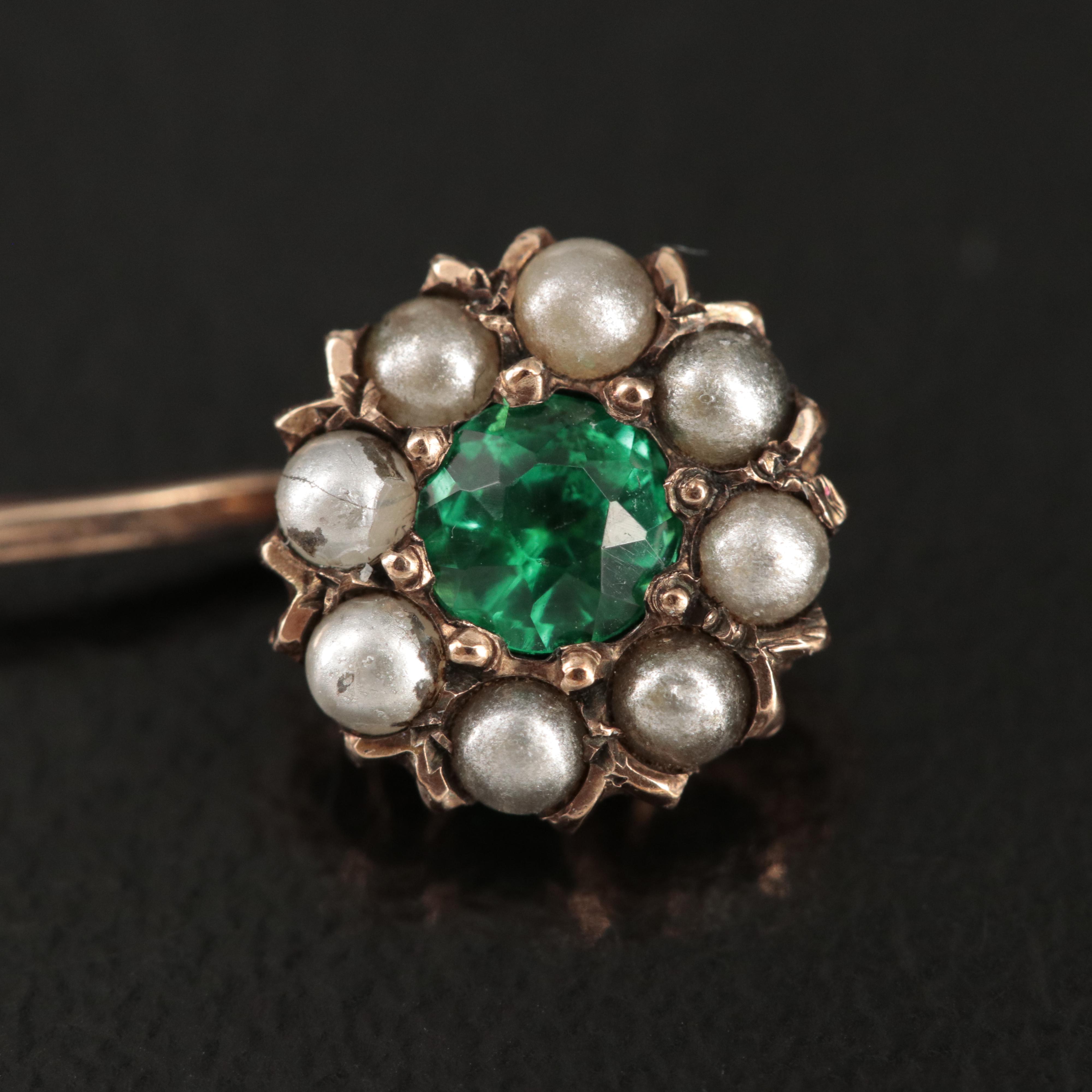 Antique 10K Stick Pins and 14K Pansy Flower Stick Pin