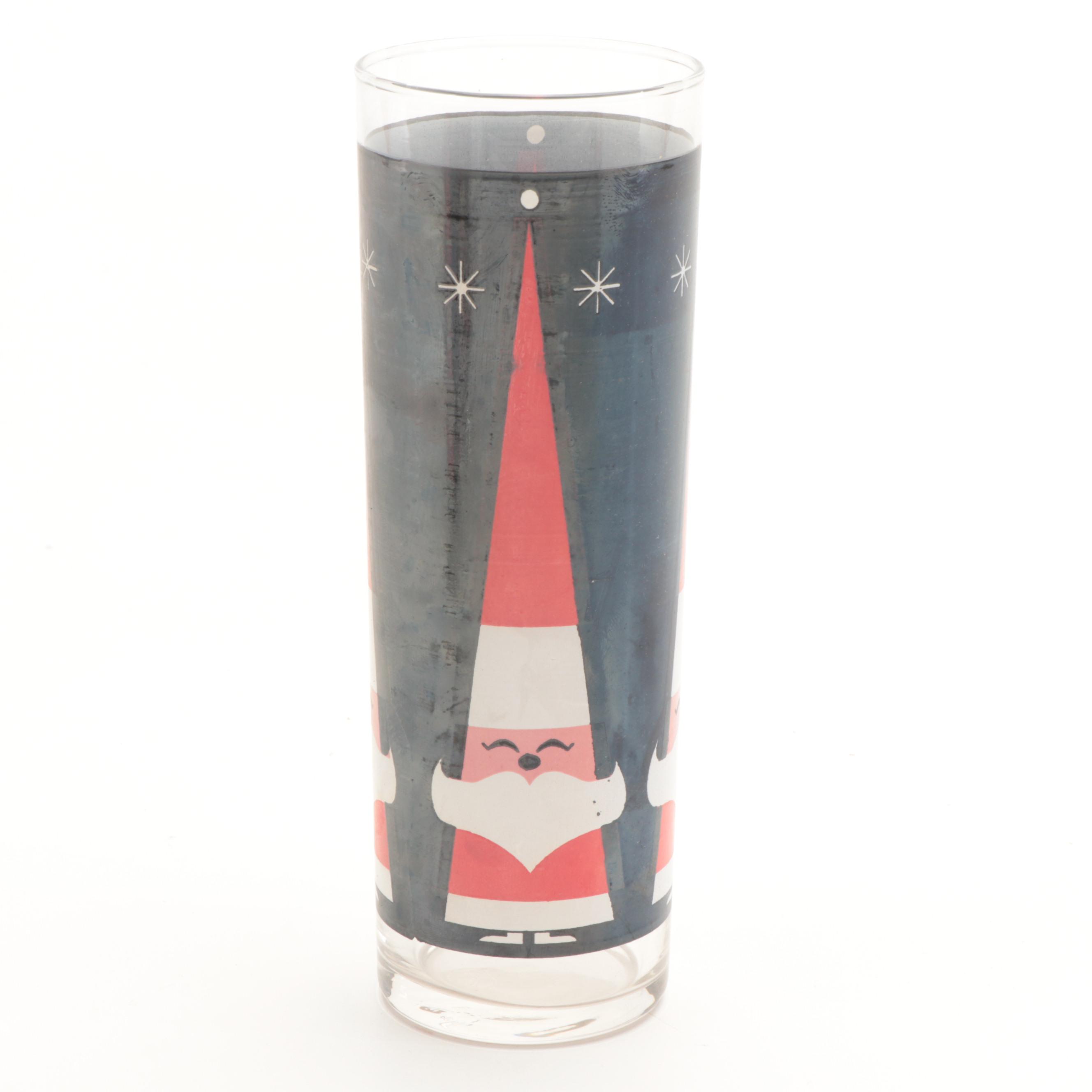 Holt Howard for Libbey Santa Claus Tumbler Glasses, Mid-20th Century
