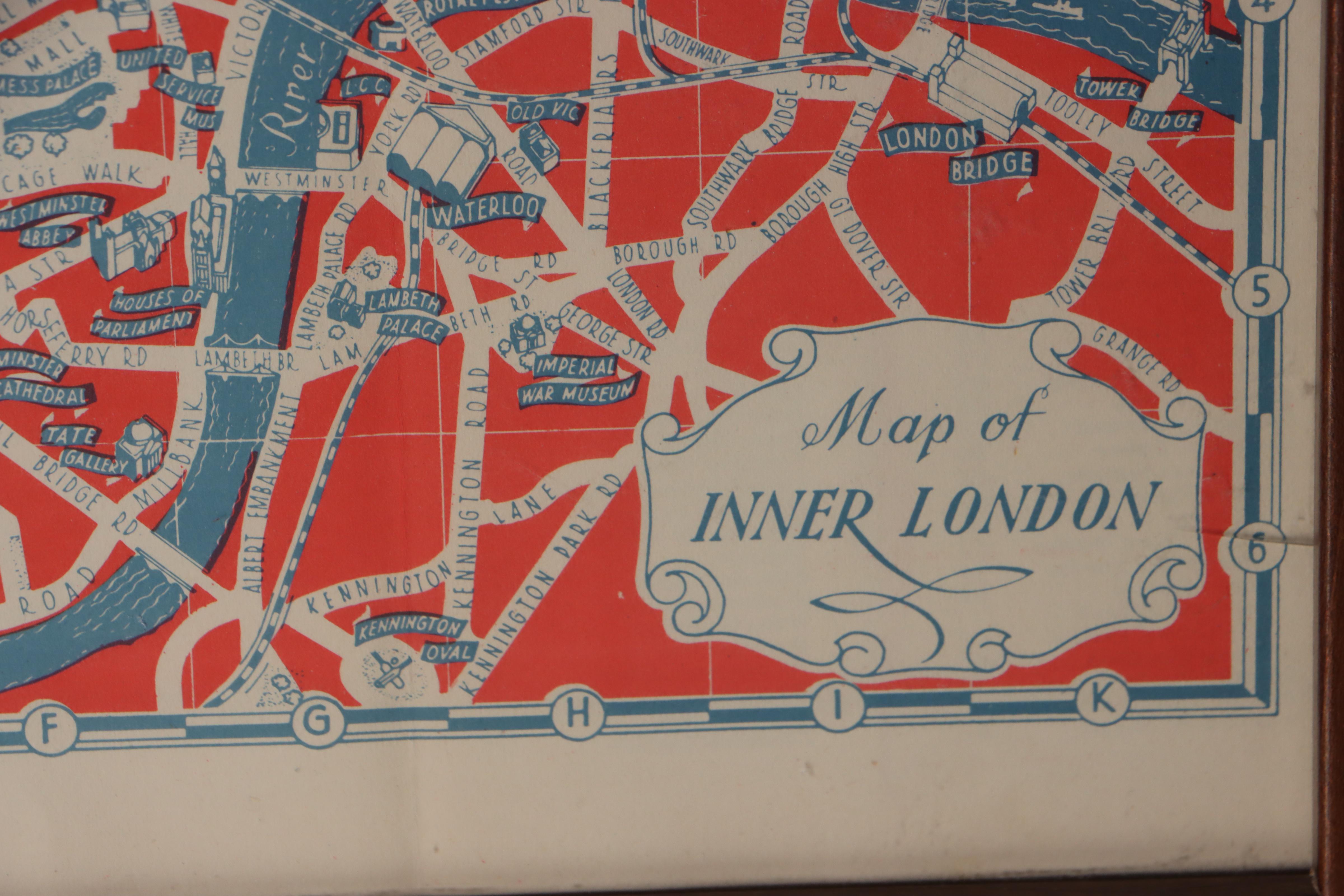 Lithograph Map of Inner London, 20th Century