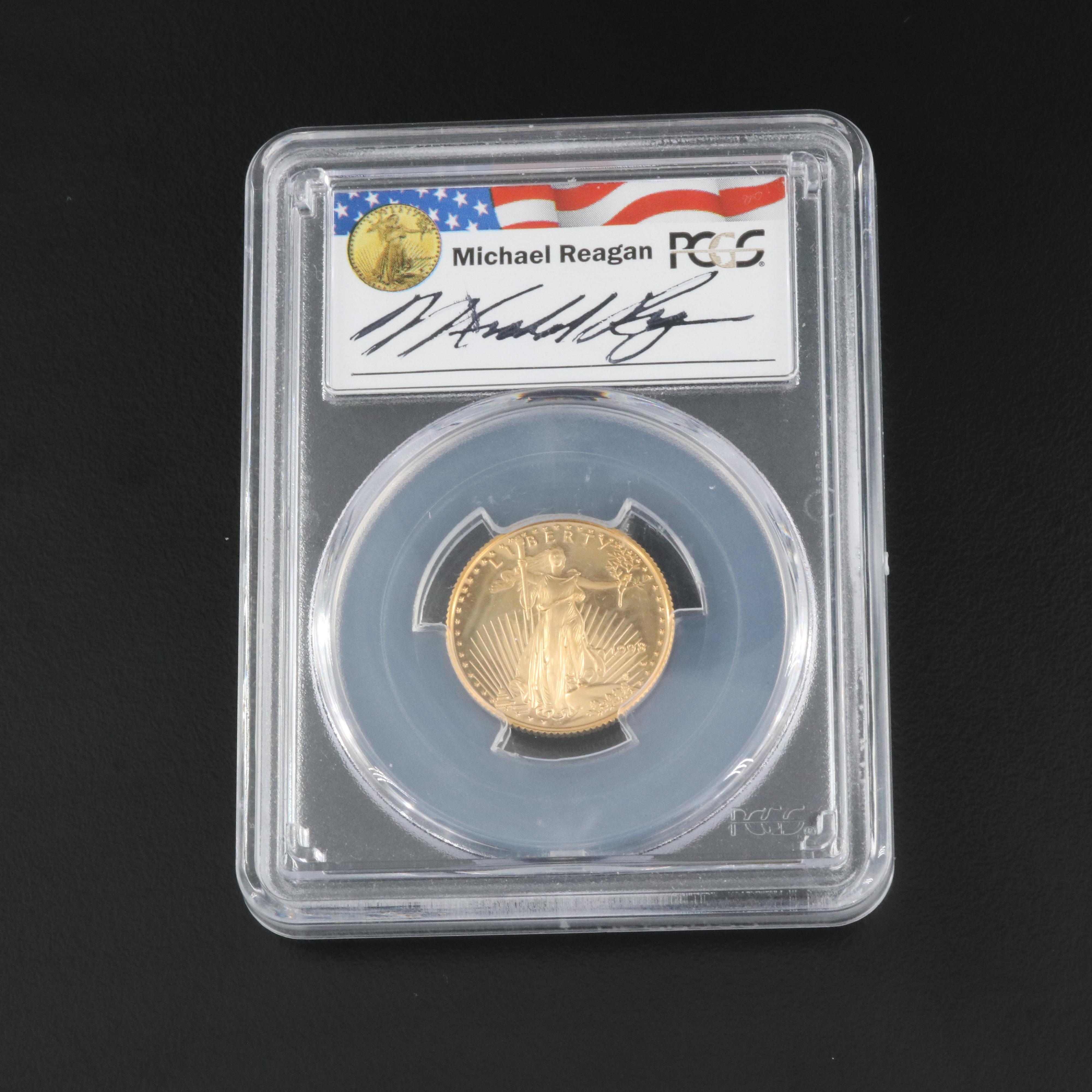 PCGS Graded Michael Reagan Signed 1998-W $10 1/4 Troy Ounce Gold Eagle