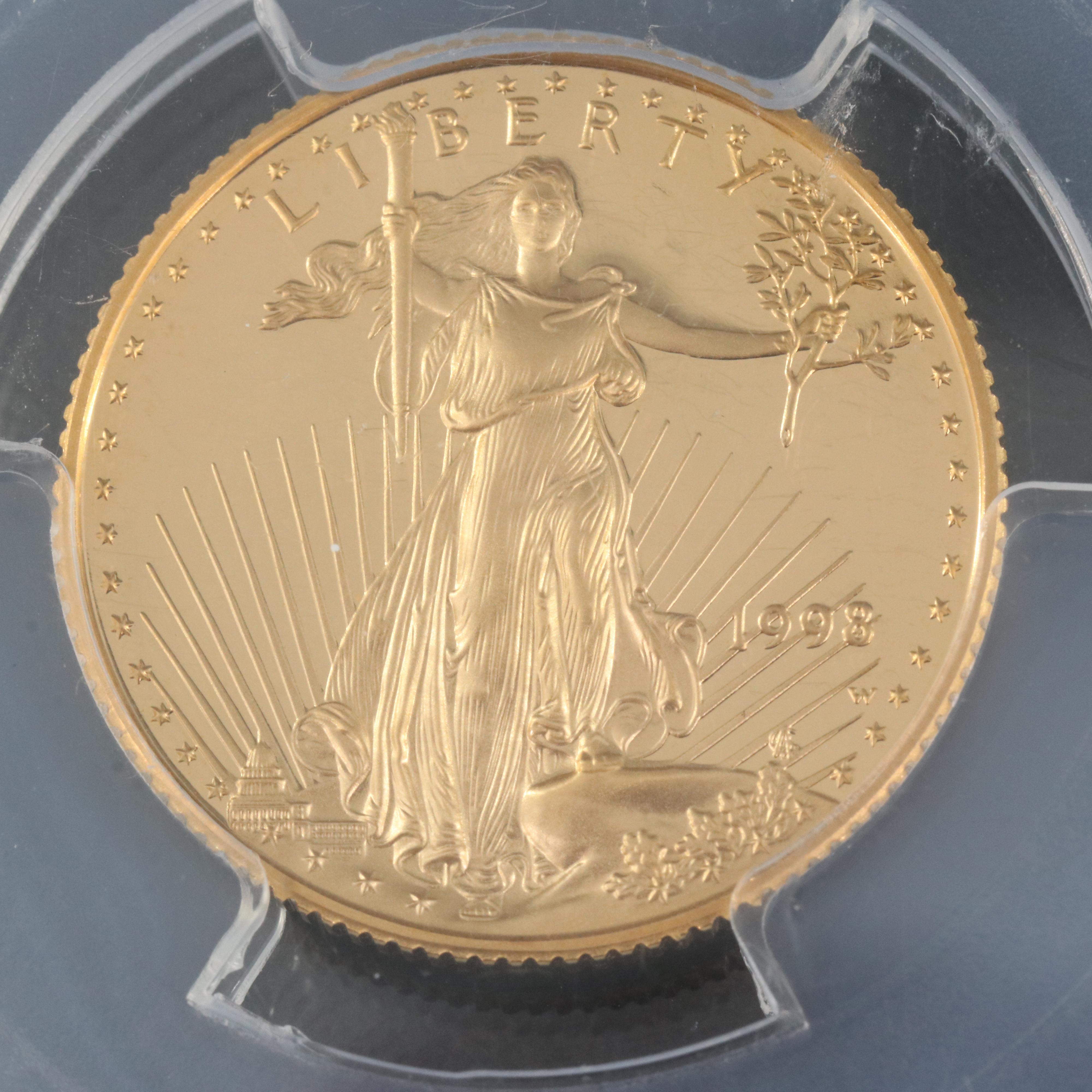 PCGS Graded Michael Reagan Signed 1998-W $10 1/4 Troy Ounce Gold Eagle