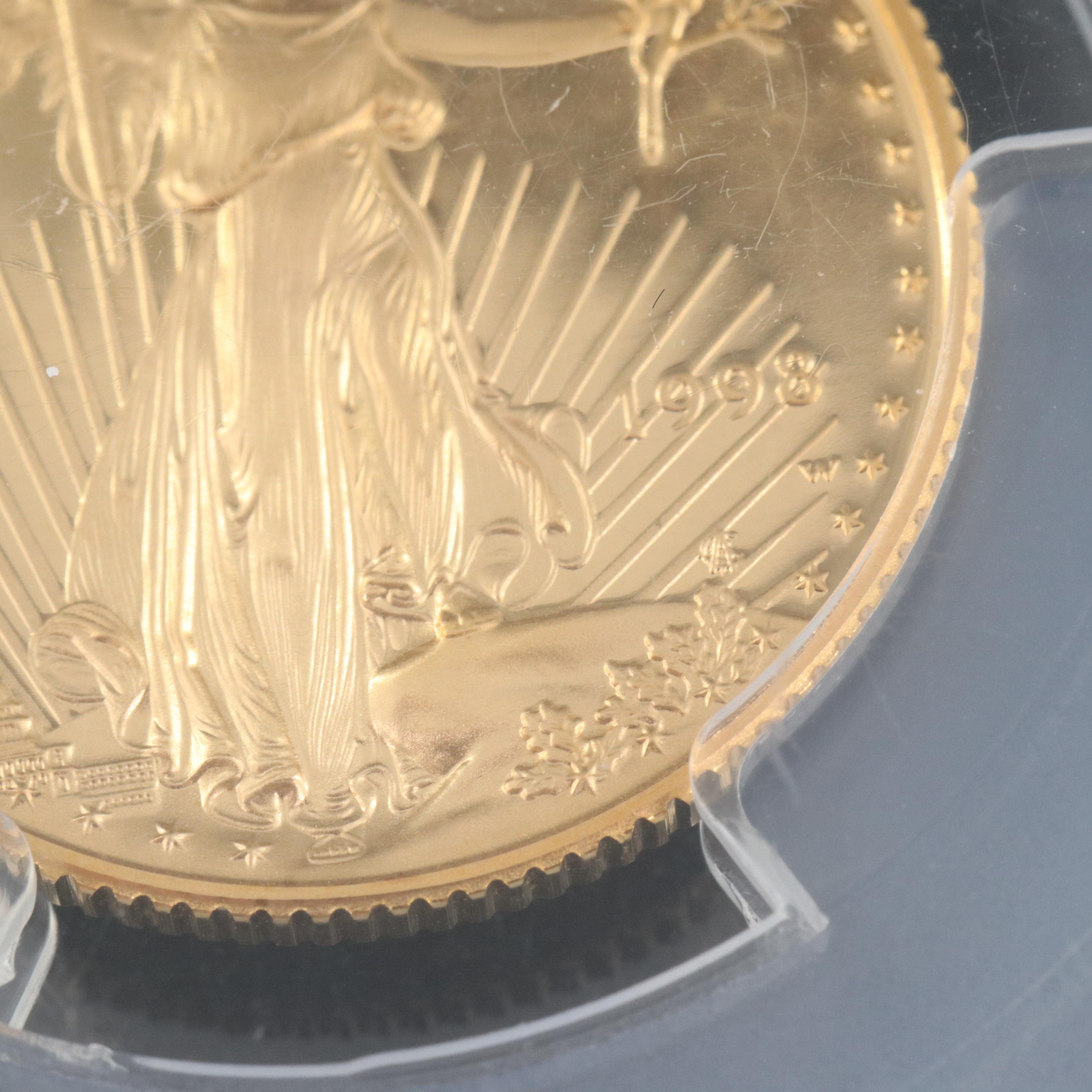 PCGS Graded Michael Reagan Signed 1998-W $10 1/4 Troy Ounce Gold Eagle