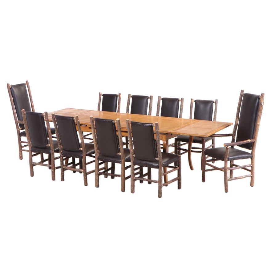 Old Hickory Rustic Dining Chairs with French Provincial Table