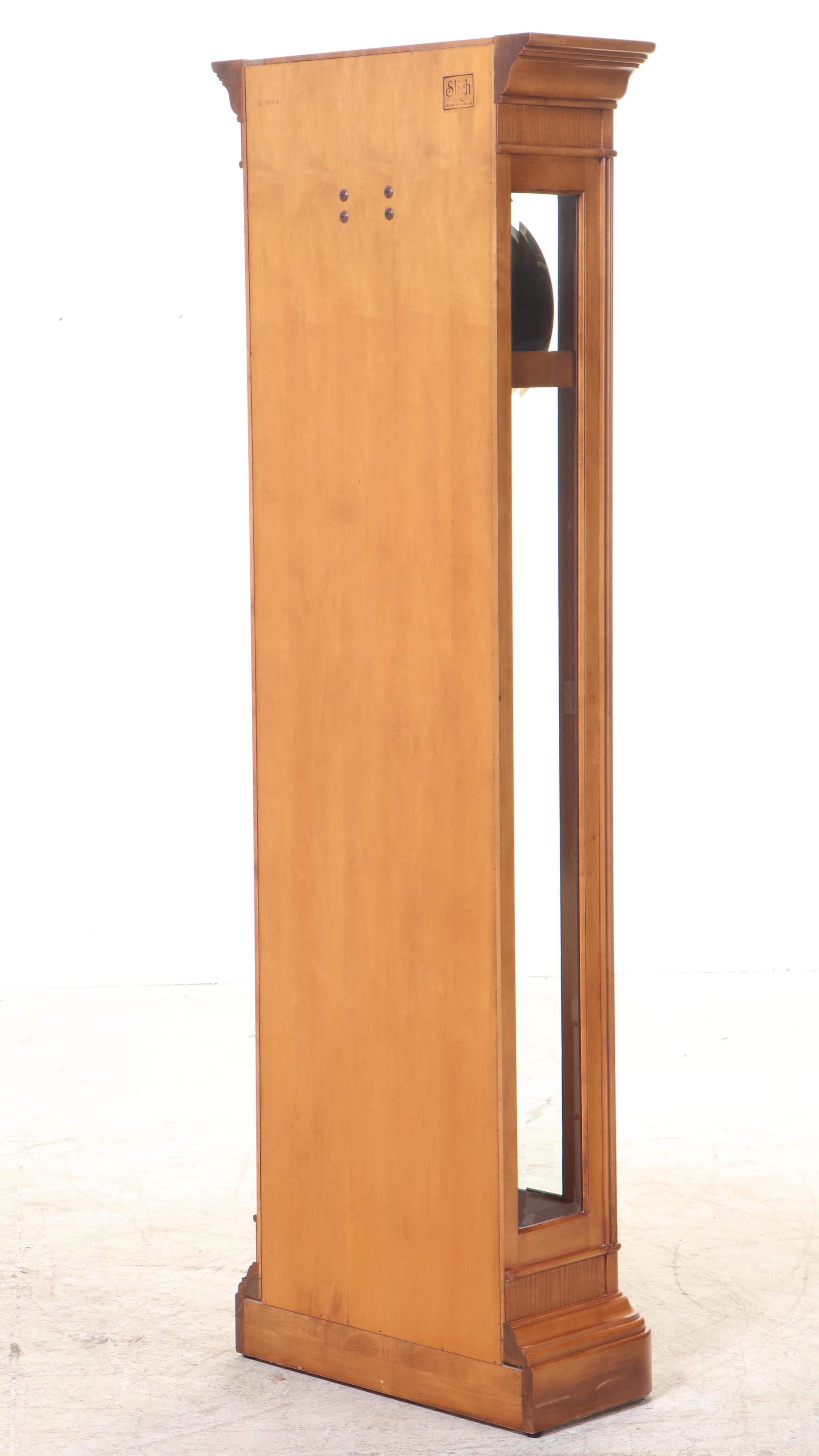 Sligh Contemporary Style Oak Grandfather Clock, Late 20th Century