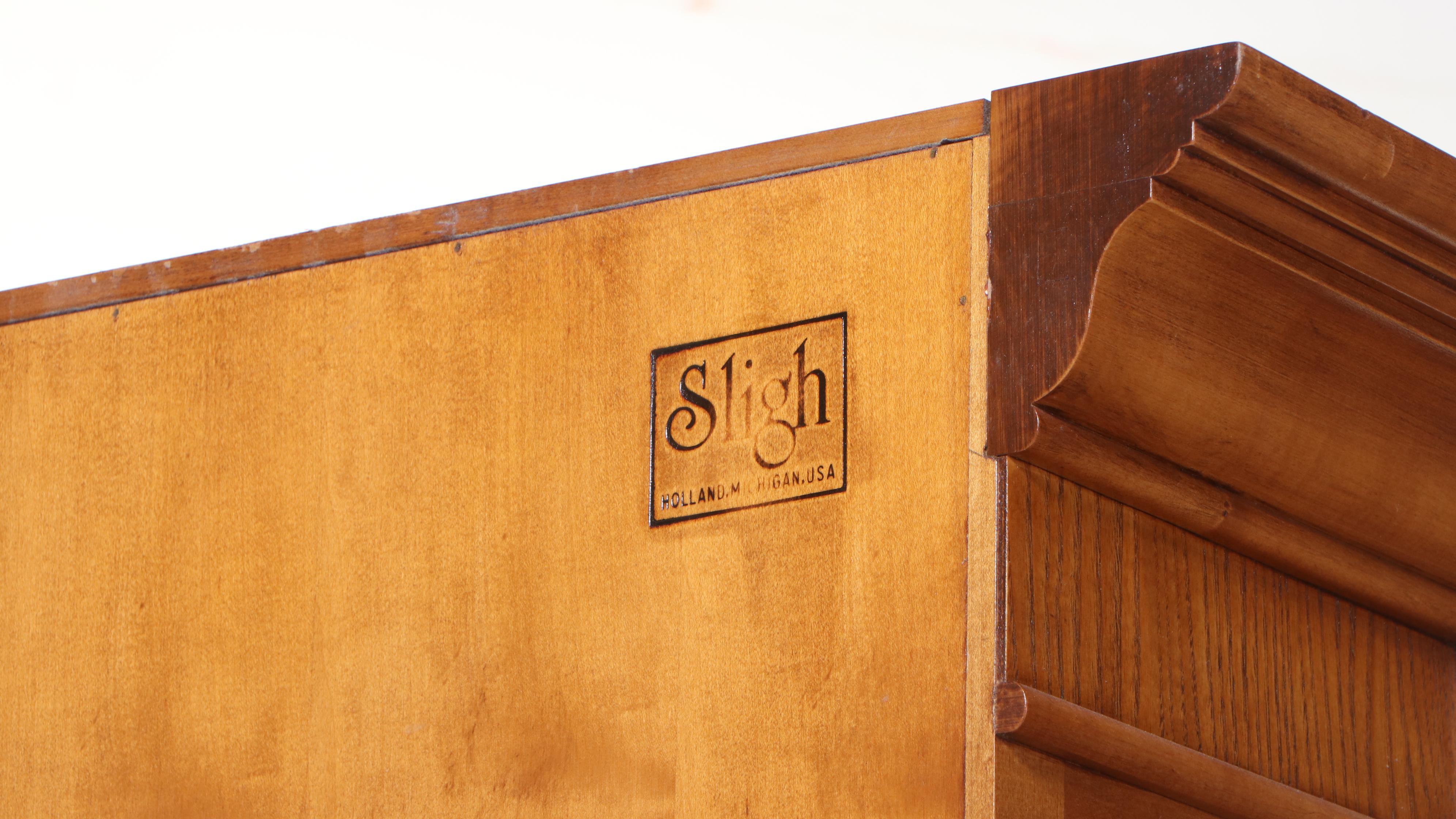 Sligh Contemporary Style Oak Grandfather Clock, Late 20th Century