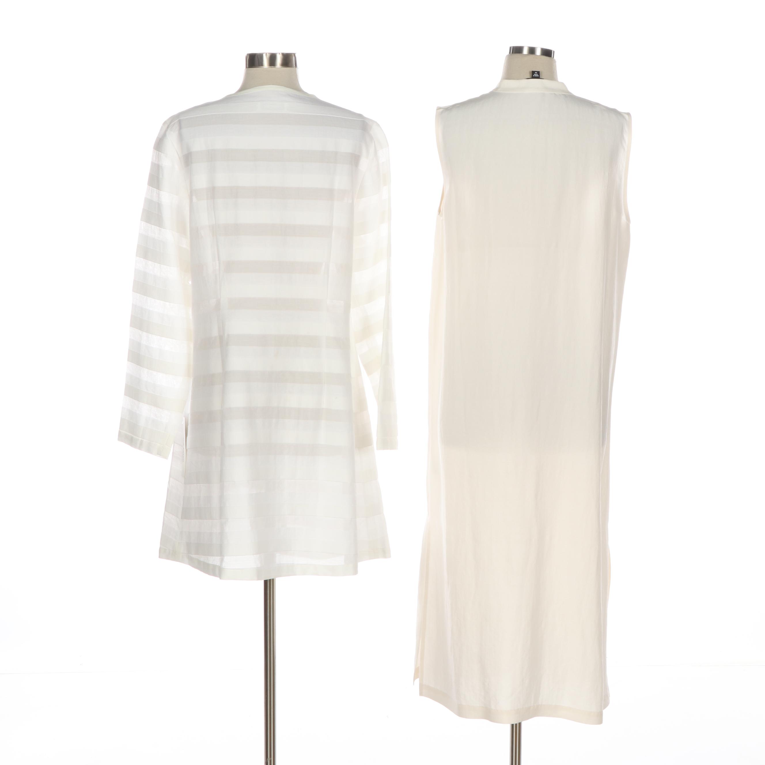 Eileen Fisher Silk Dress with Heide OST Cotton Blend Long Jacket