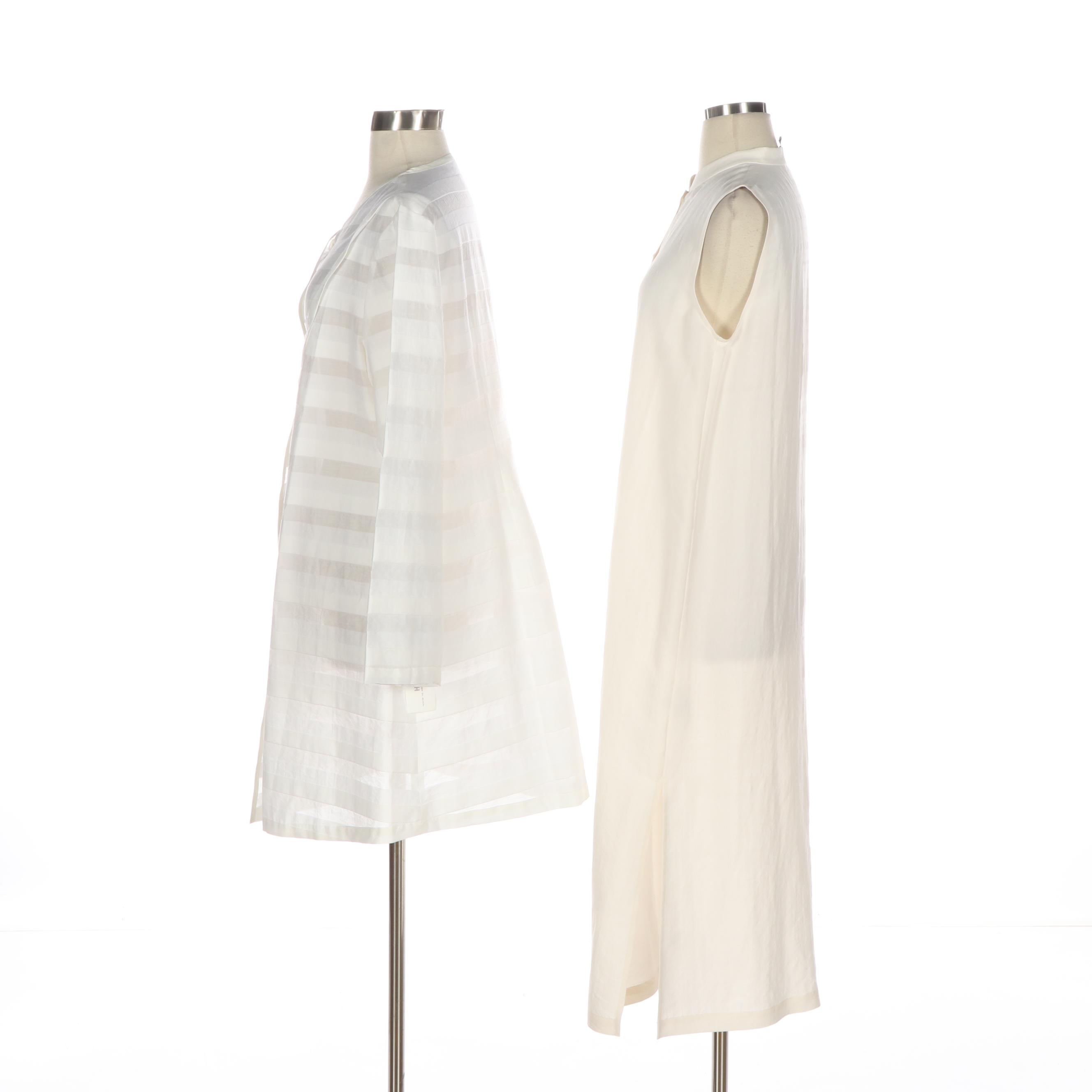 Eileen Fisher Silk Dress with Heide OST Cotton Blend Long Jacket