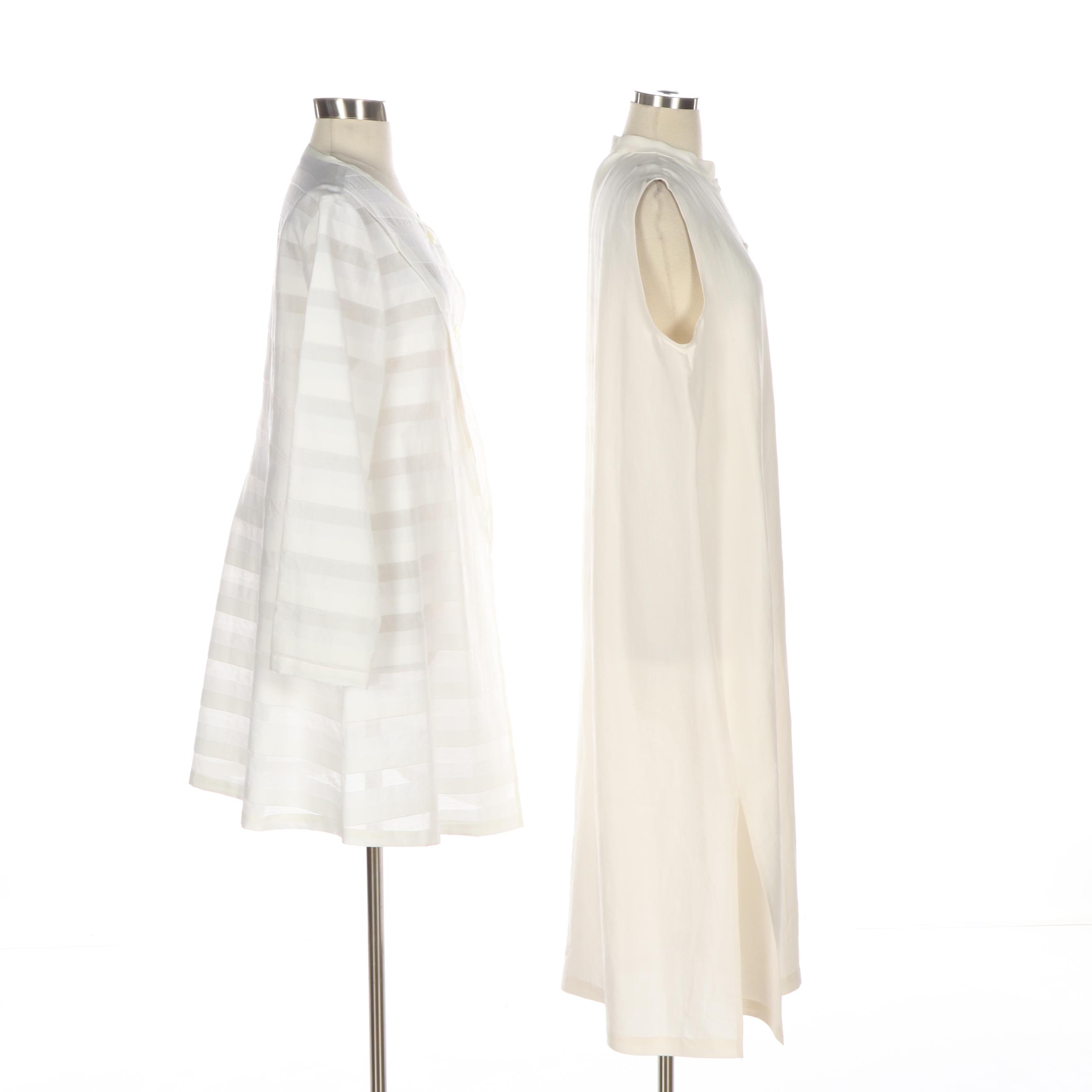 Eileen Fisher Silk Dress with Heide OST Cotton Blend Long Jacket