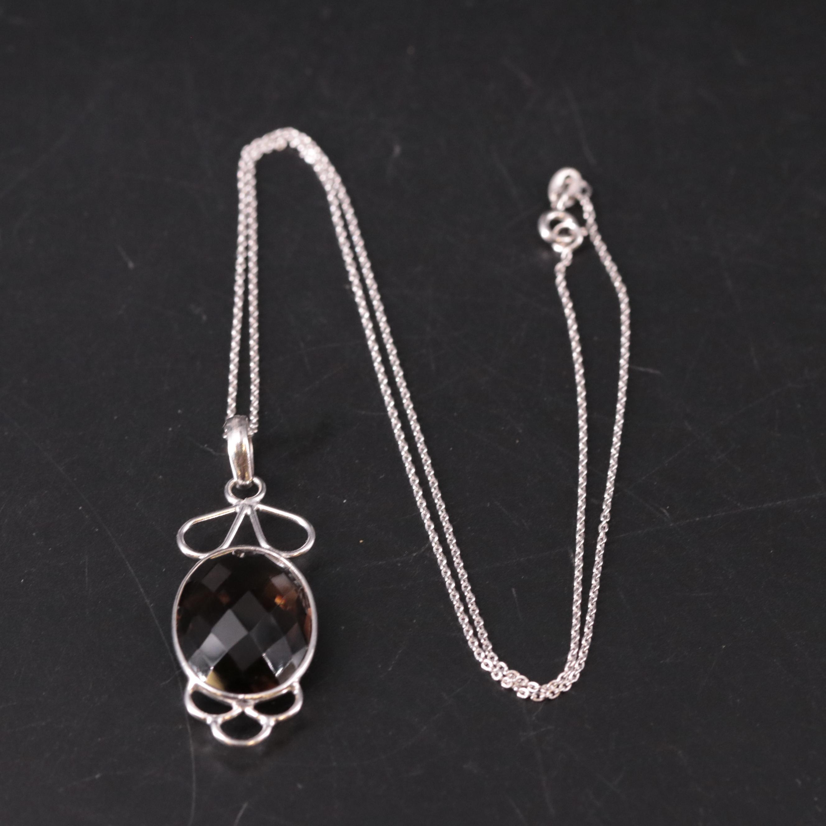 Sterling Silver Gemstone Pendant Necklace
