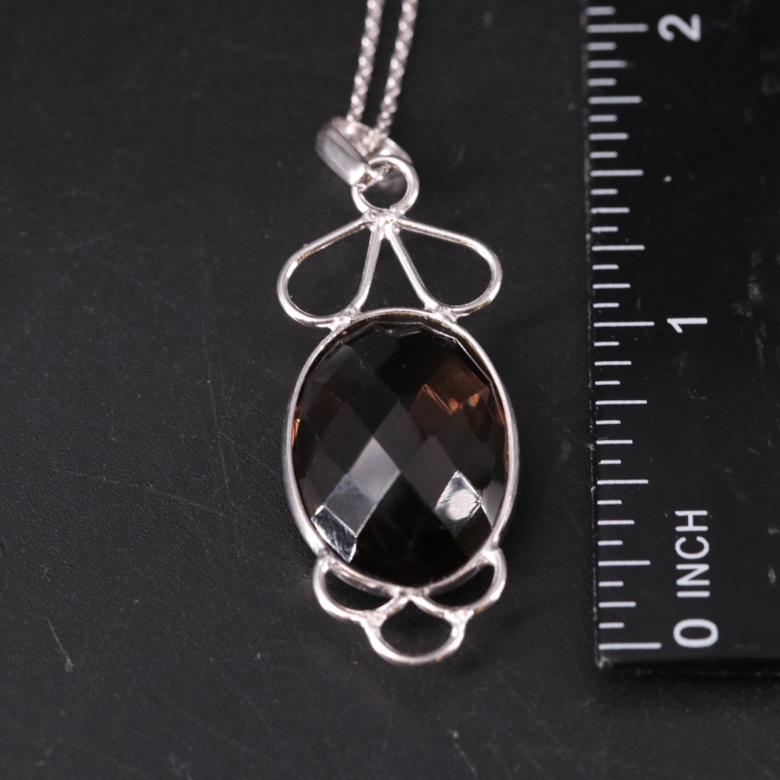 Sterling Silver Gemstone Pendant Necklace