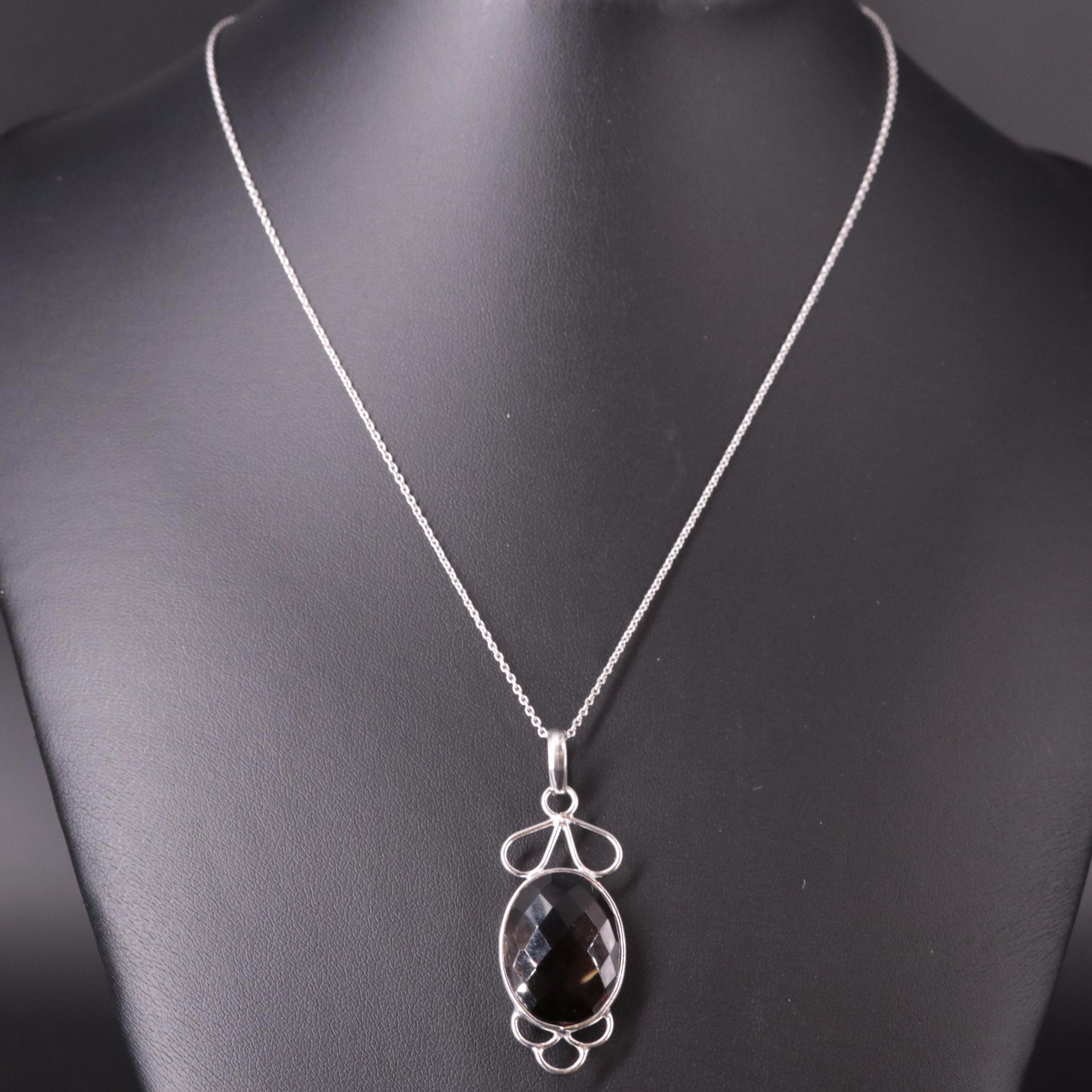 Sterling Silver Gemstone Pendant Necklace