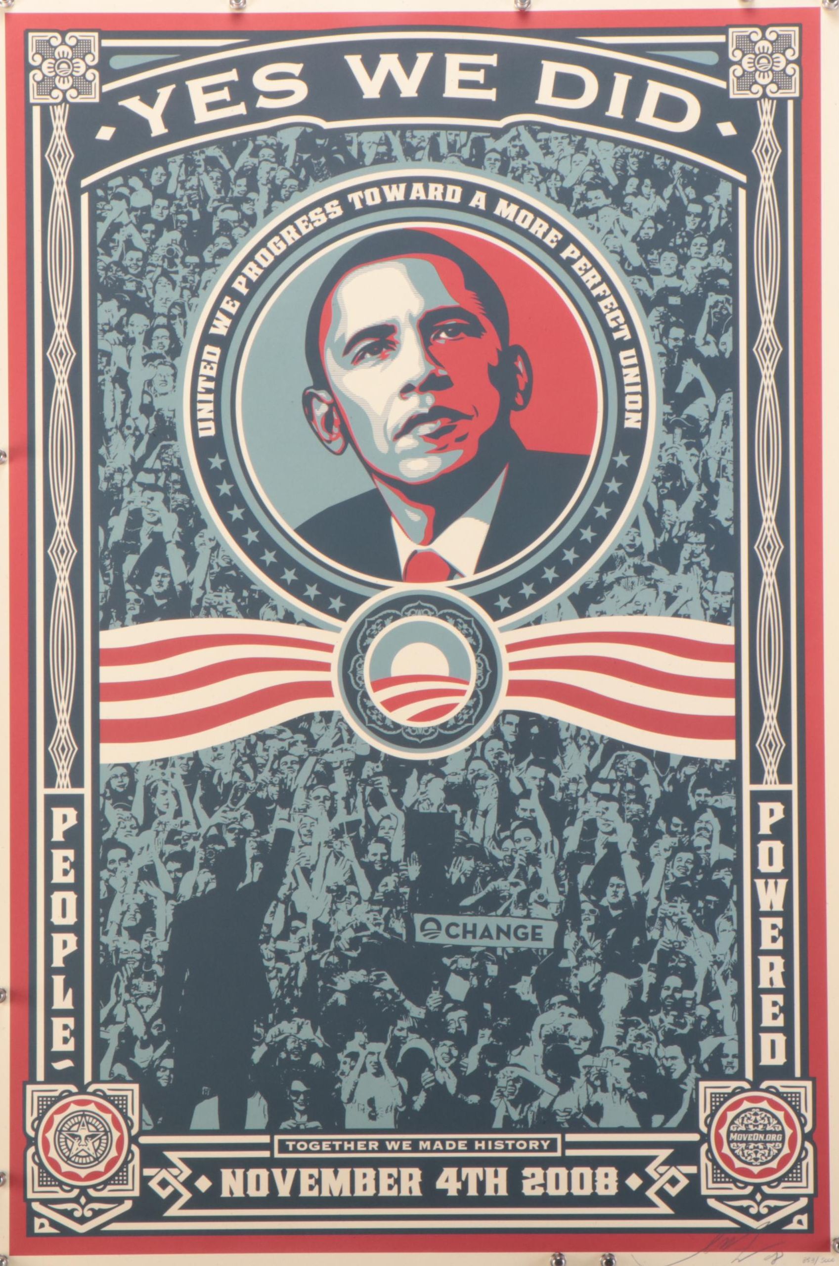 Shepard Fairey Offset Lithograph of Barack Obama "Yes We Did," 2008